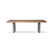 Brooks - Dining Table - Cast Slab Base - 40" x 79" - Teak Top - Antique Nickel Base