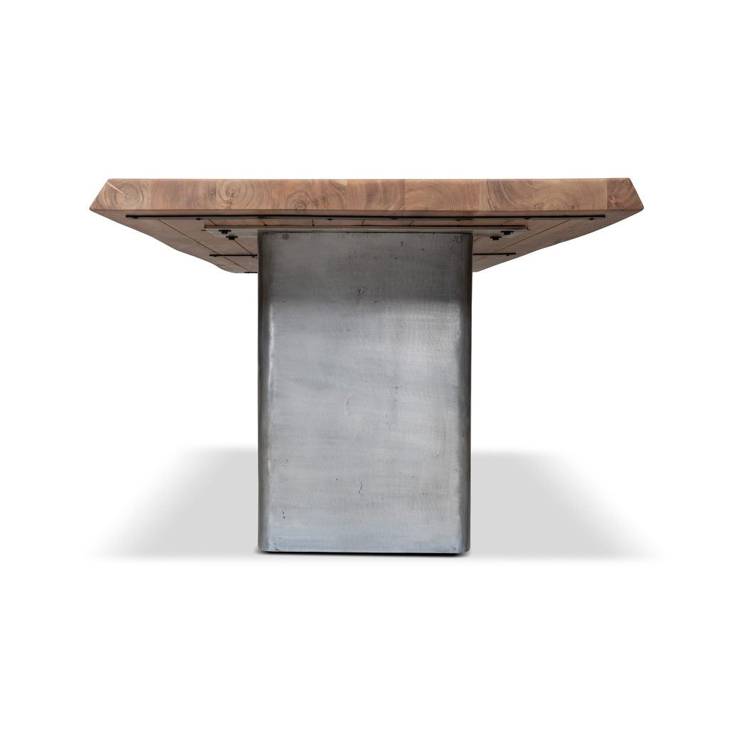 Brooks - Dining Table - Cast Slab Base - 40" x 79" - Teak Top - Antique Nickel Base