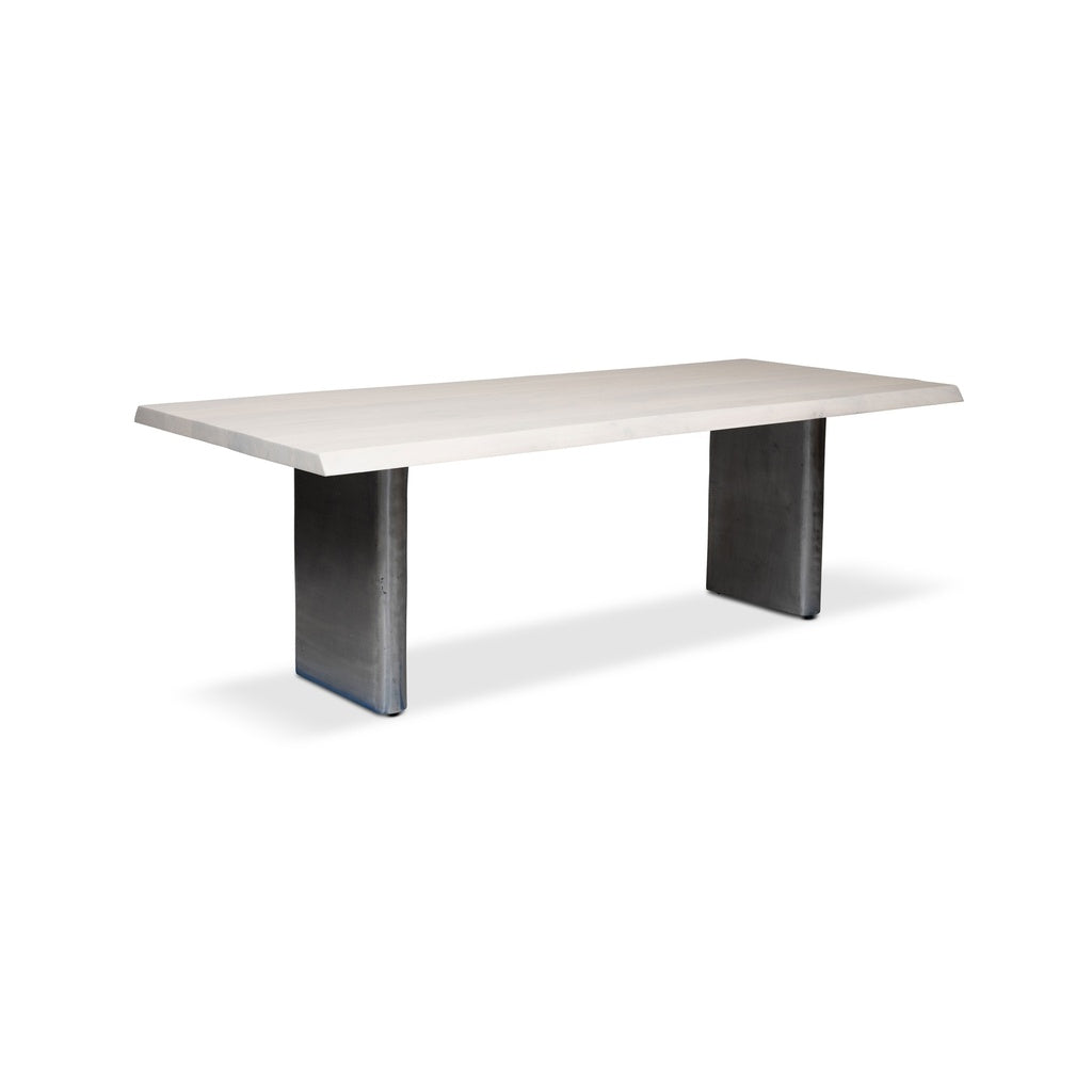 Brooks - Dining Table - Cast Slab Base - 40" x 116" - White Wash Top - Antique Nickel Base