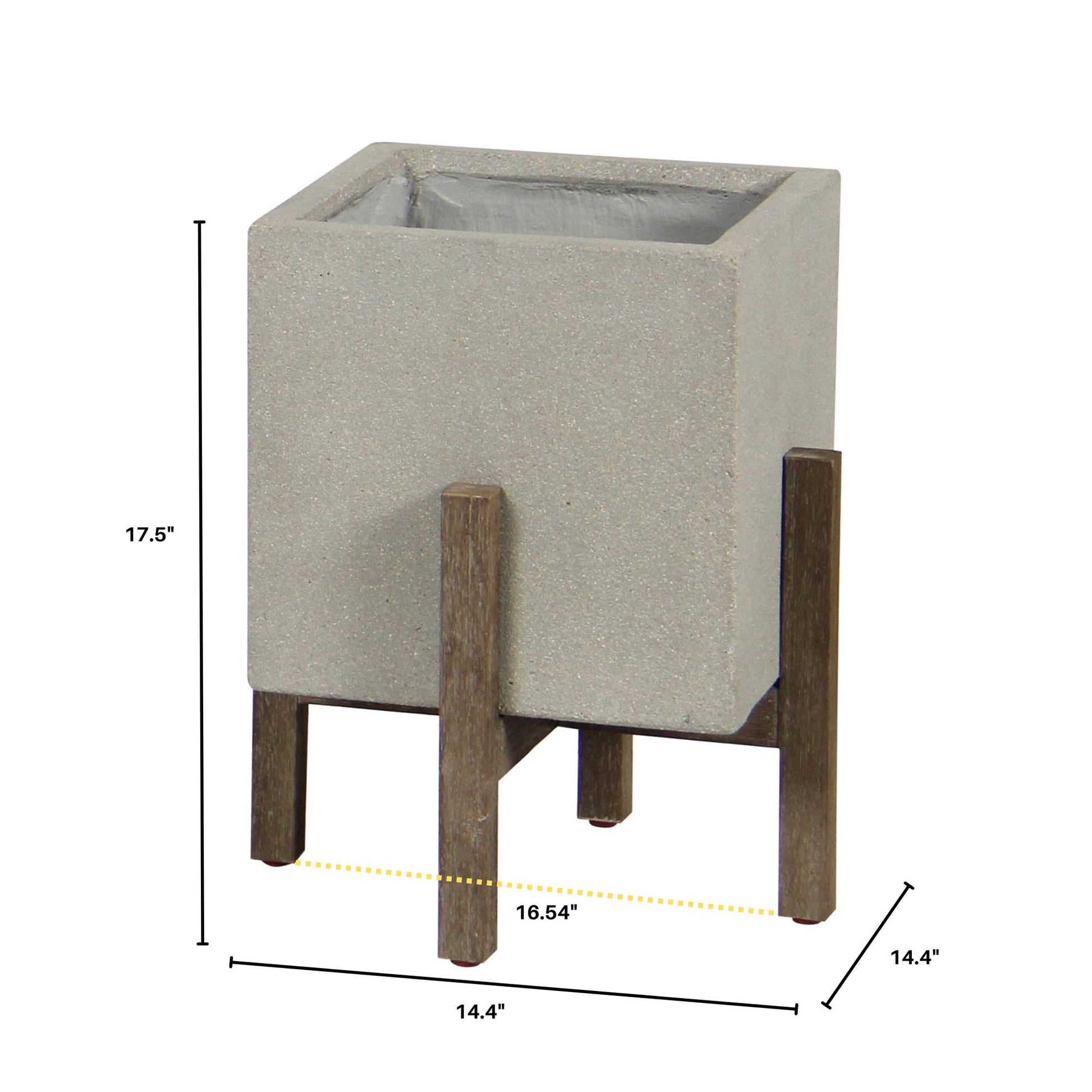 Patio Square Standing Pot - Natural Stone - Central Designs