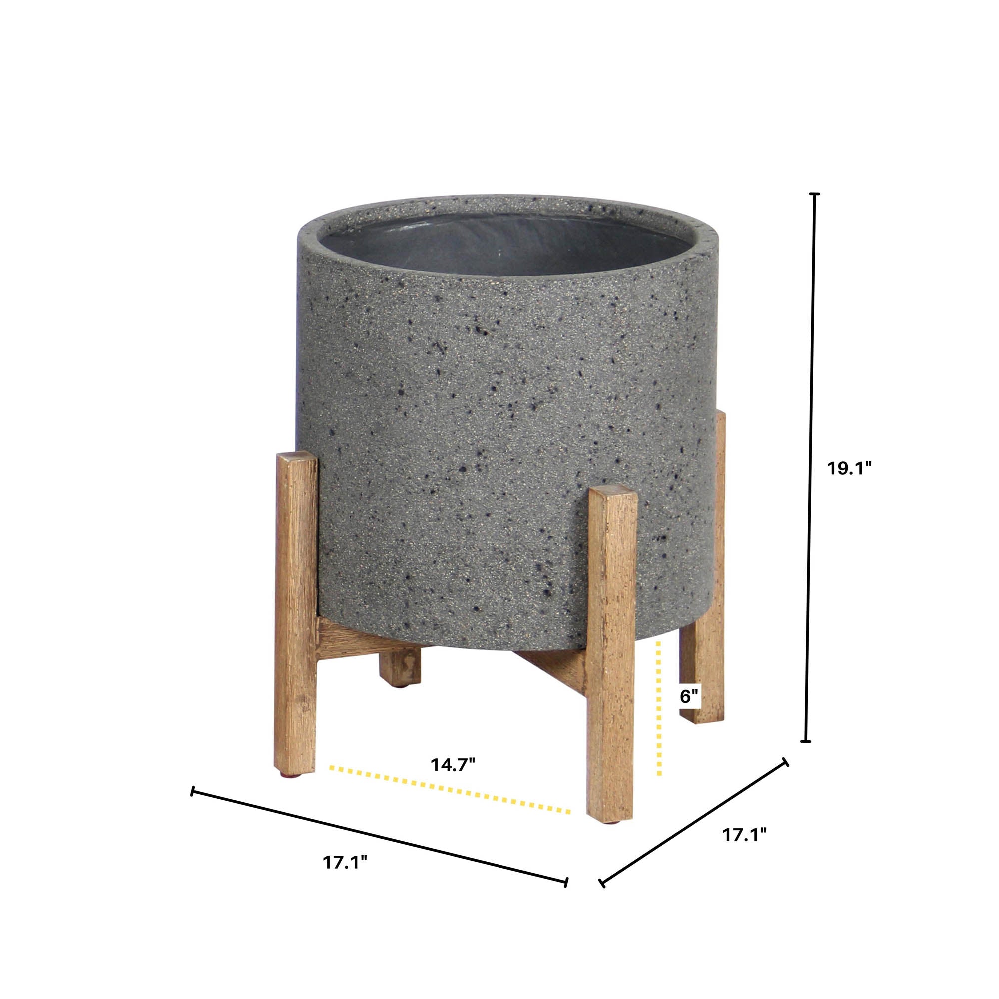 Patio Round Standing Pot - Grey Stone - Central Designs