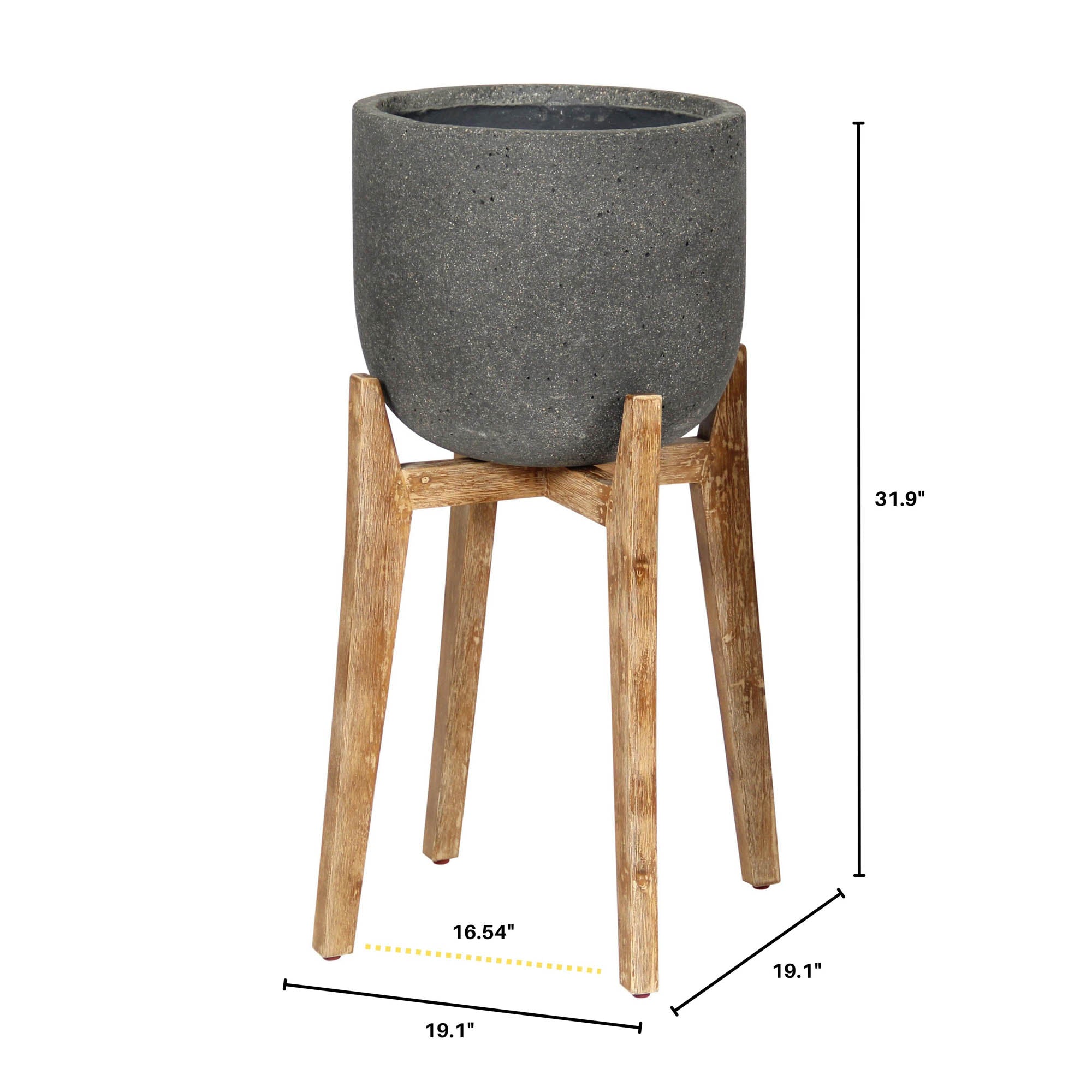 Patio Large Round Standing Pot - Grey Stone - Central Designs