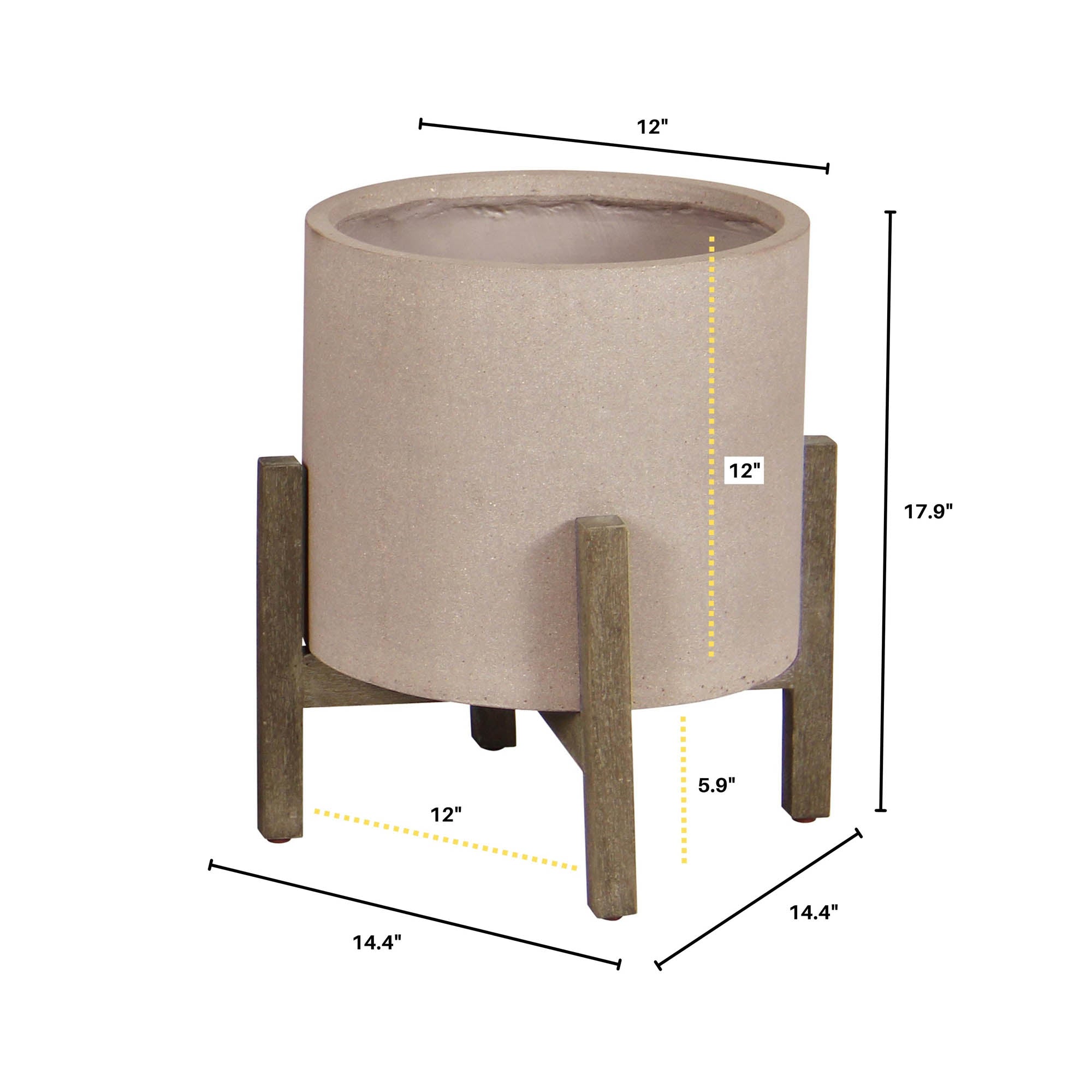 Patio Round Standing Pot Small - Brown Stone - Central Designs