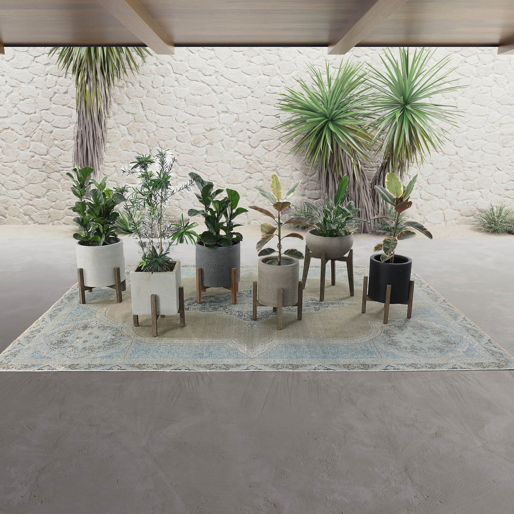 Patio Round Standing Pot Small - Brown Stone - Central Designs