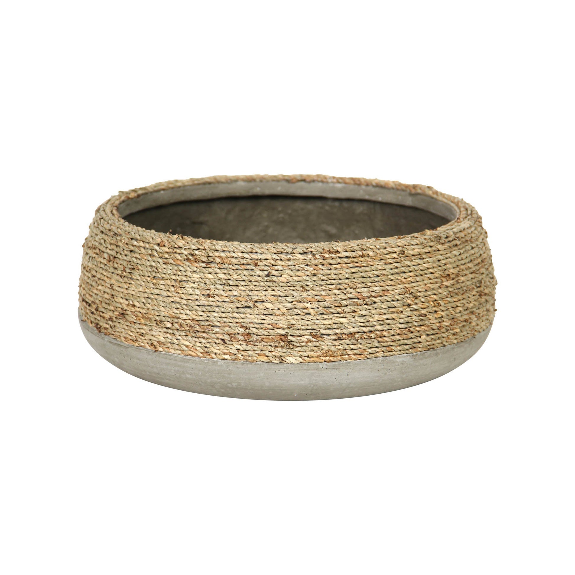 Nature Low Round Grass and Concrete Pot - Central Designs