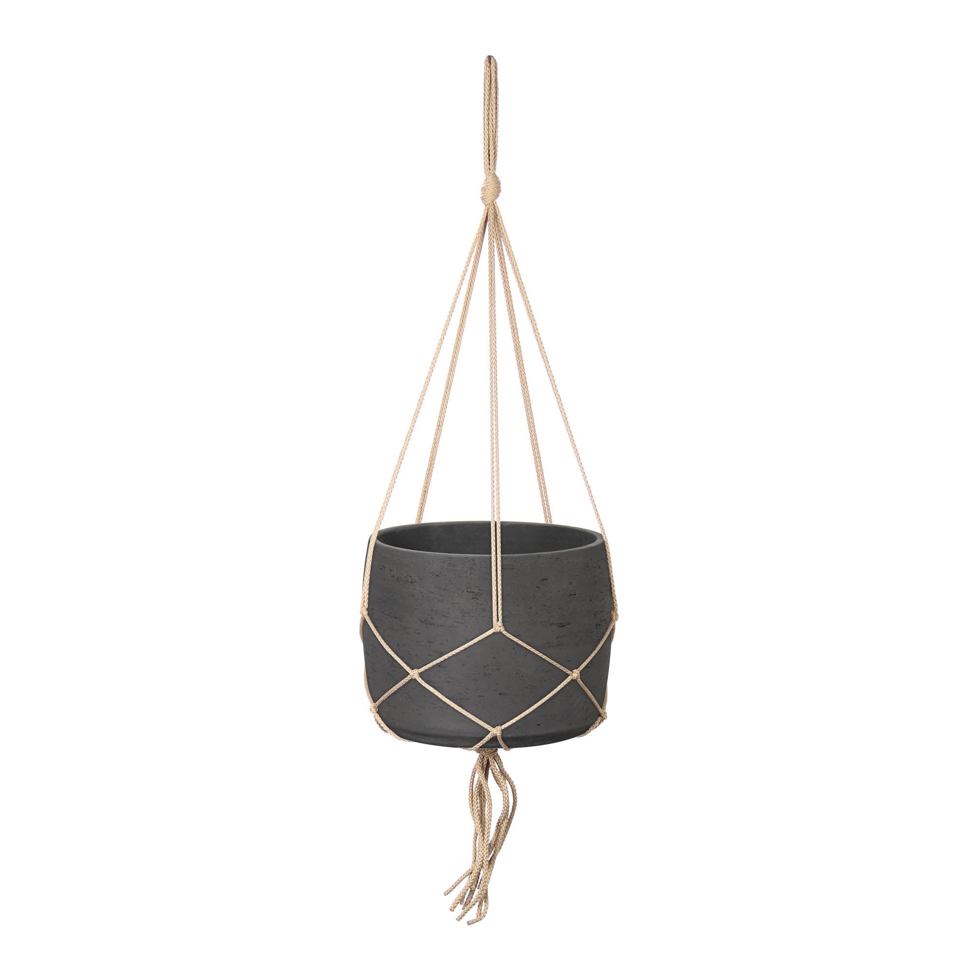 Craft Hanging Pot With Netting - Charcoal Grey - Central Designs