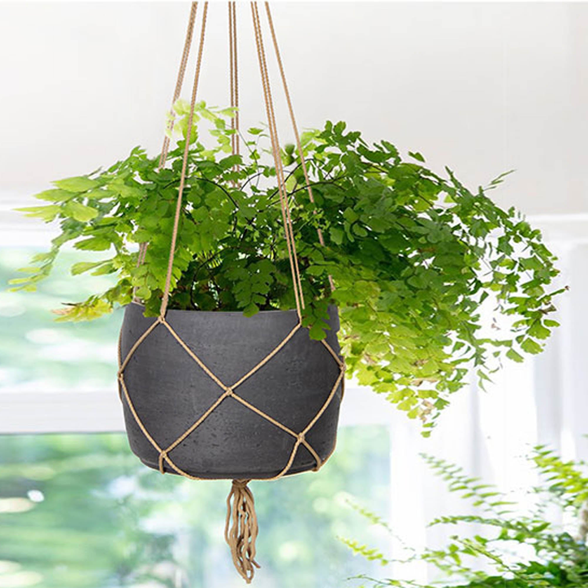 Craft Hanging Pot With Netting - Charcoal Grey - Central Designs