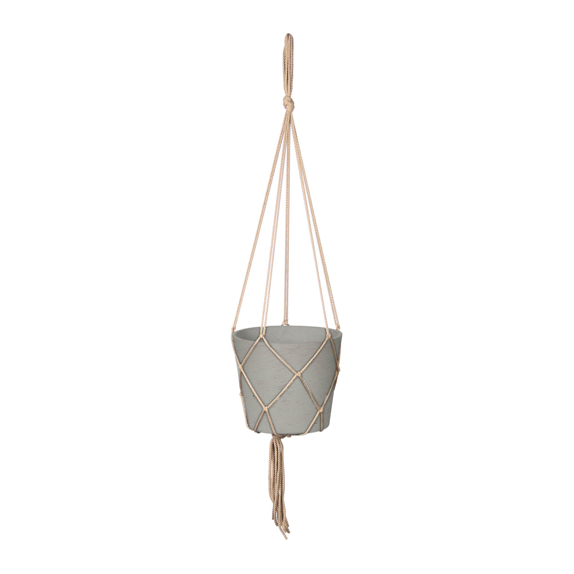Craft Medium Hanging Pot With Netting - Cement Grey - Central Designs