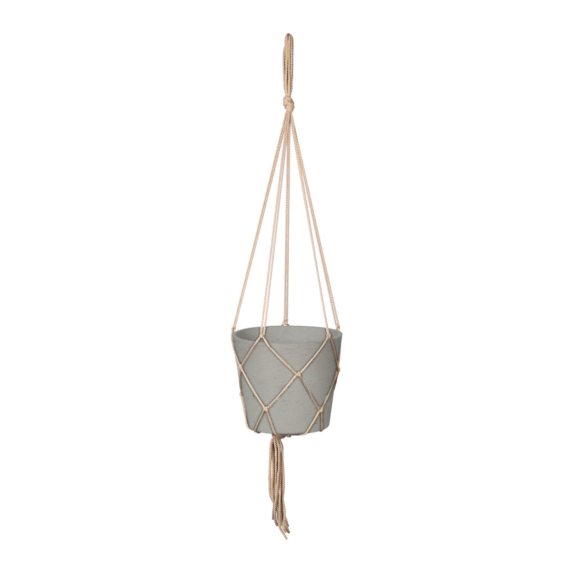 Craft Small Hanging Pot With Netting - Cement Grey - Central Designs