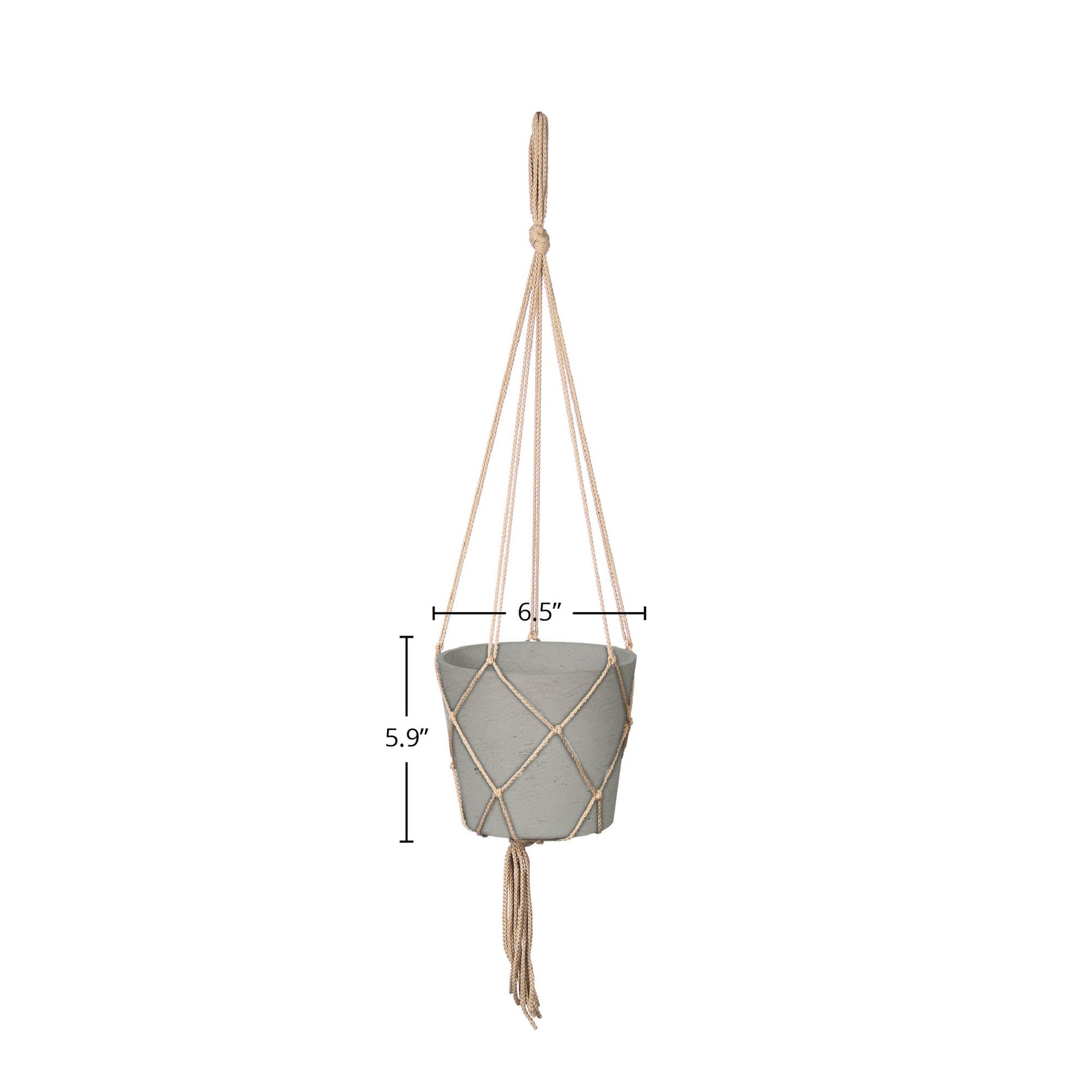 Craft Small Hanging Pot With Netting - Cement Grey - Central Designs