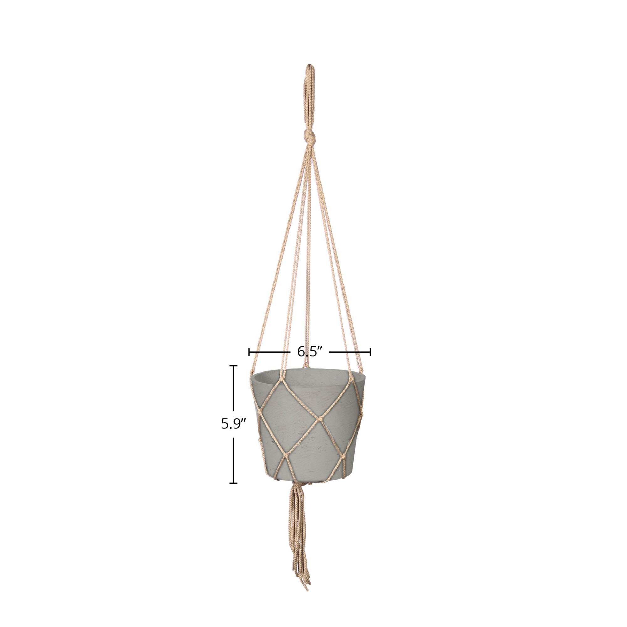 Craft Small Hanging Pot With Netting - Cement Grey - Central Designs