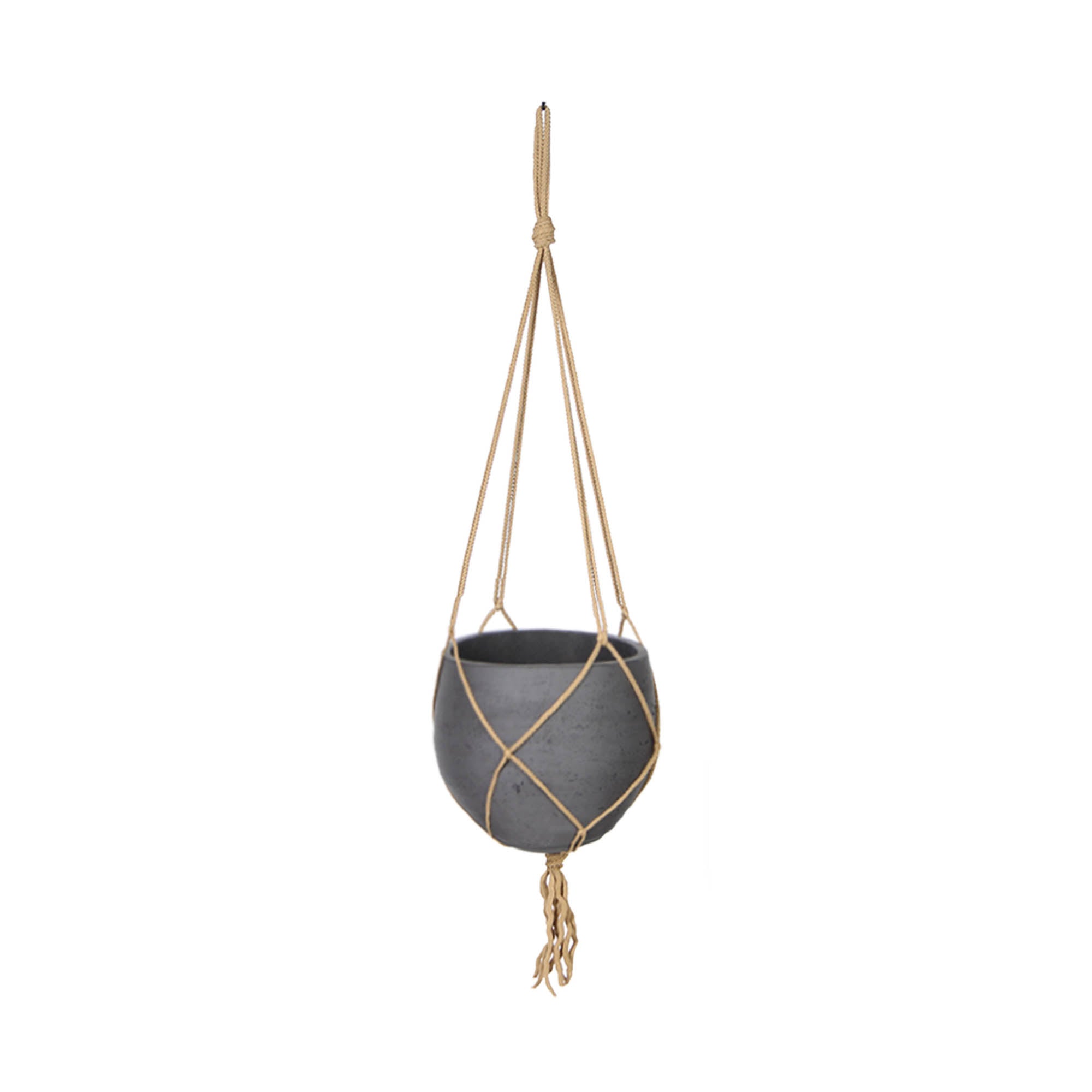 Craft Small Hanging Pot With Netting - Charcoal Grey - Central Designs
