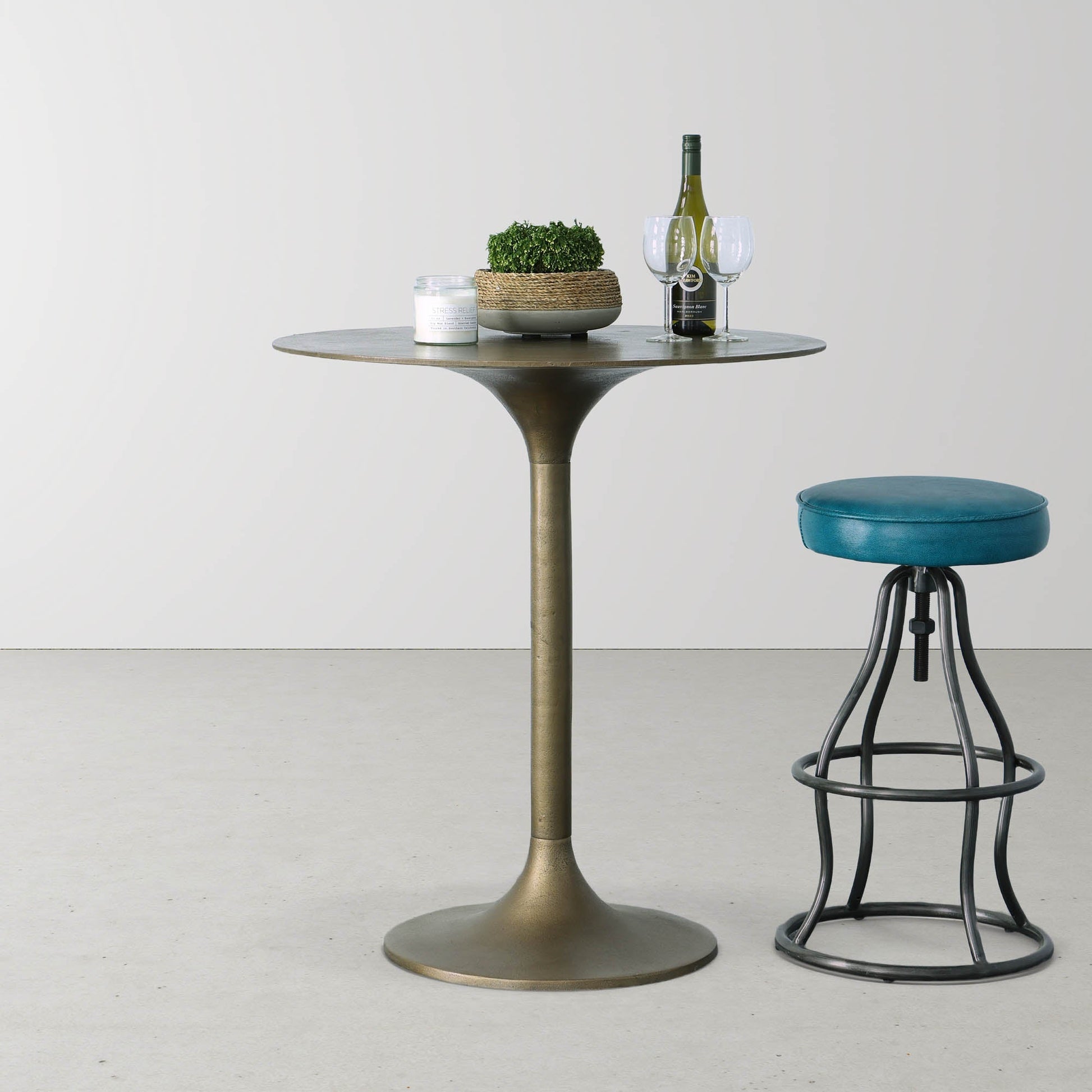 Nature Low Round Grass and Concrete Pot - Central Designs