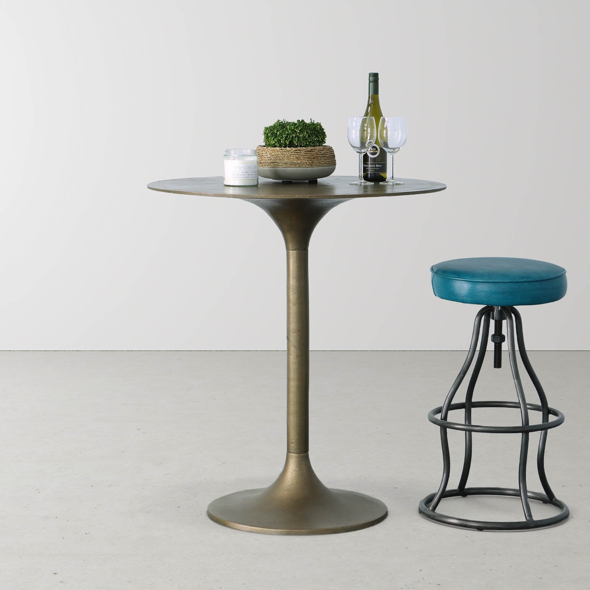 Nature Low Round Grass and Concrete Pot - Central Designs