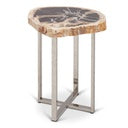 Relique - Eliza End Table - Polished Stainless Steel Base - Natural Dark Top