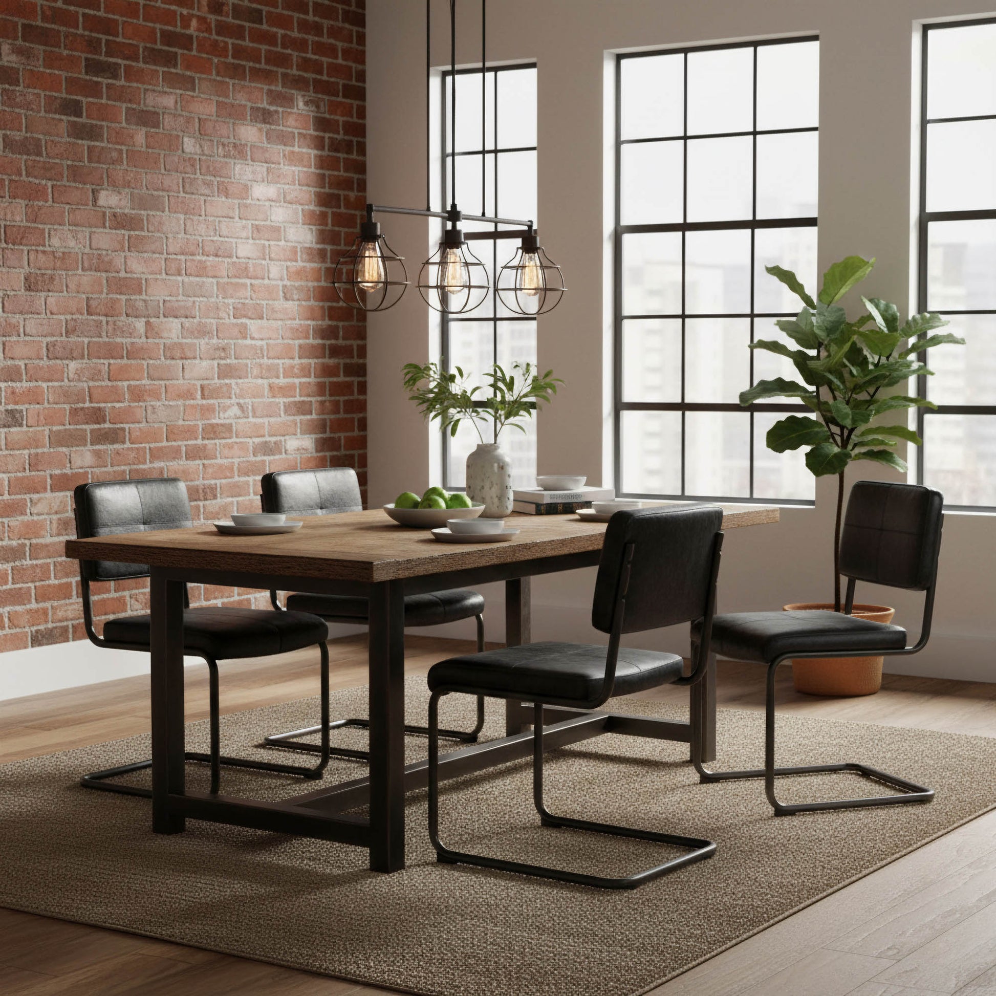 Cobain Dining Chair - Black Leather - Central Designs