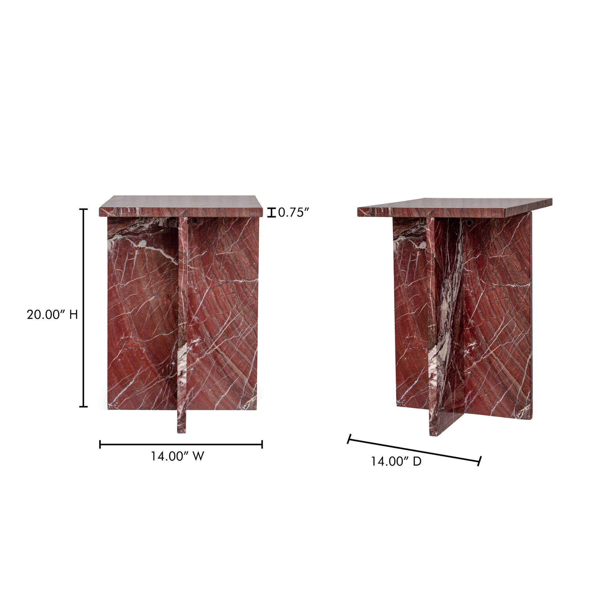 Blair Accent Table Rosso Levanto Marble - Central Designs