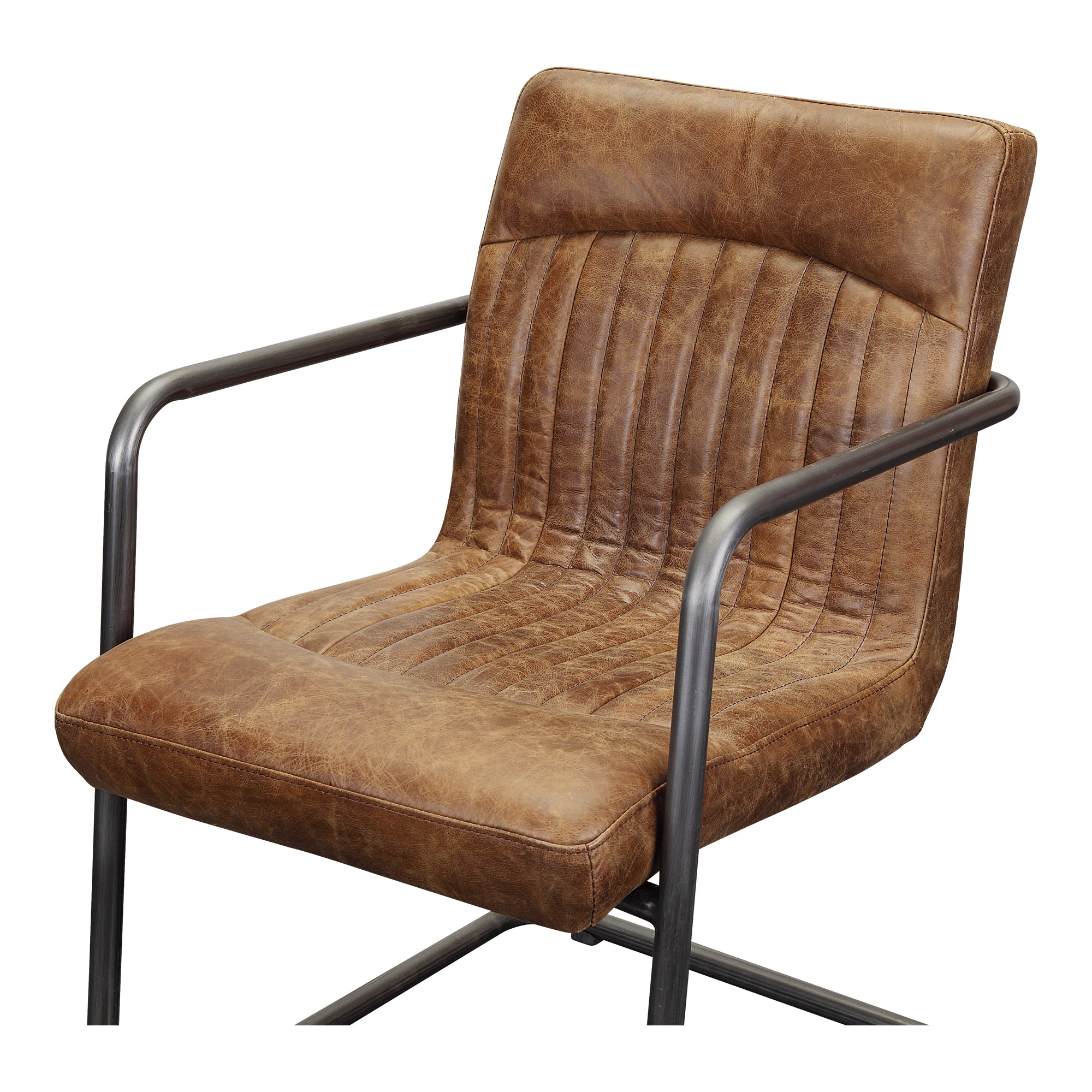 Ansel Arm Chair Grazed Brown Leather - Set Of Two