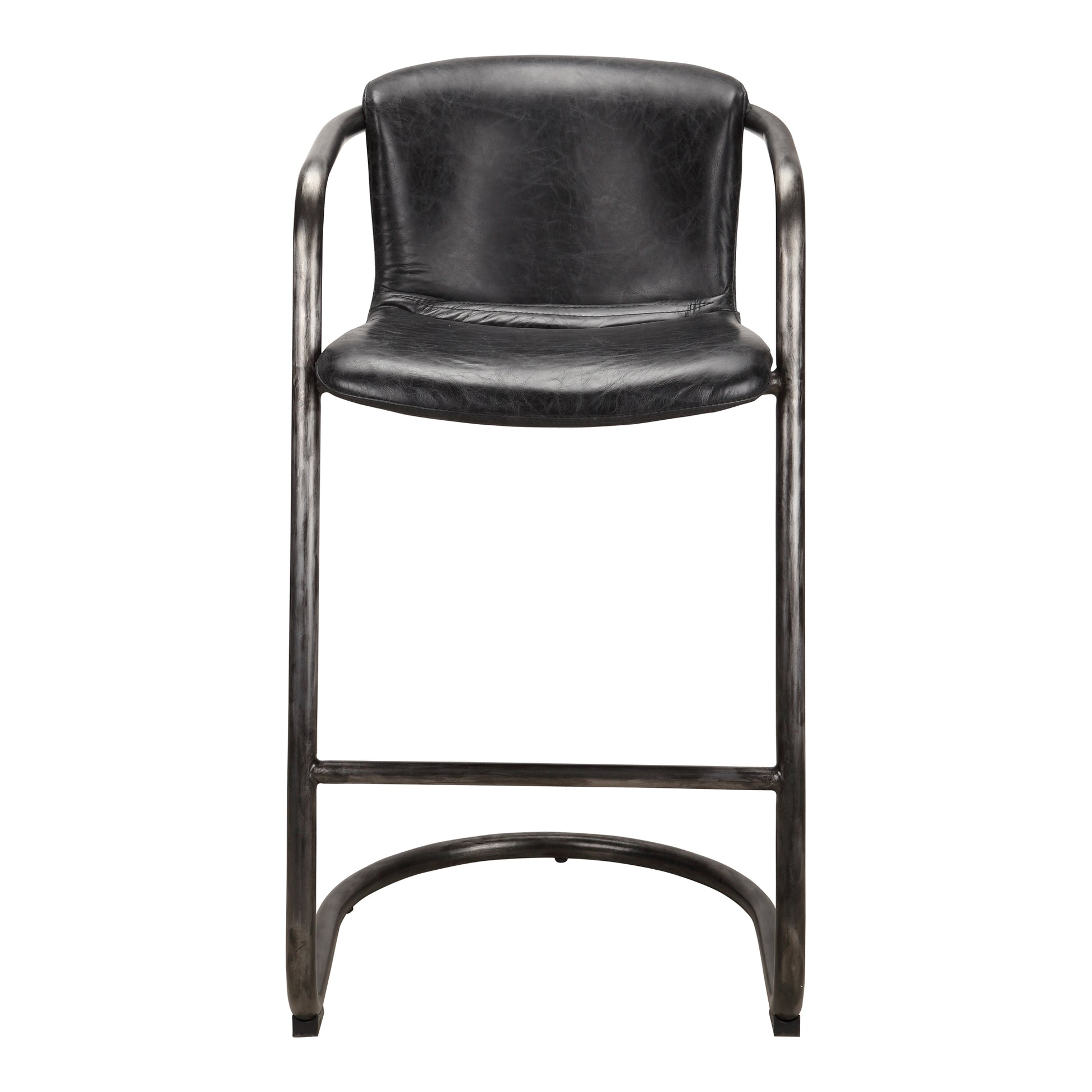Freeman Barstool Onyx Black Leather - Set Of Two - Central Designs
