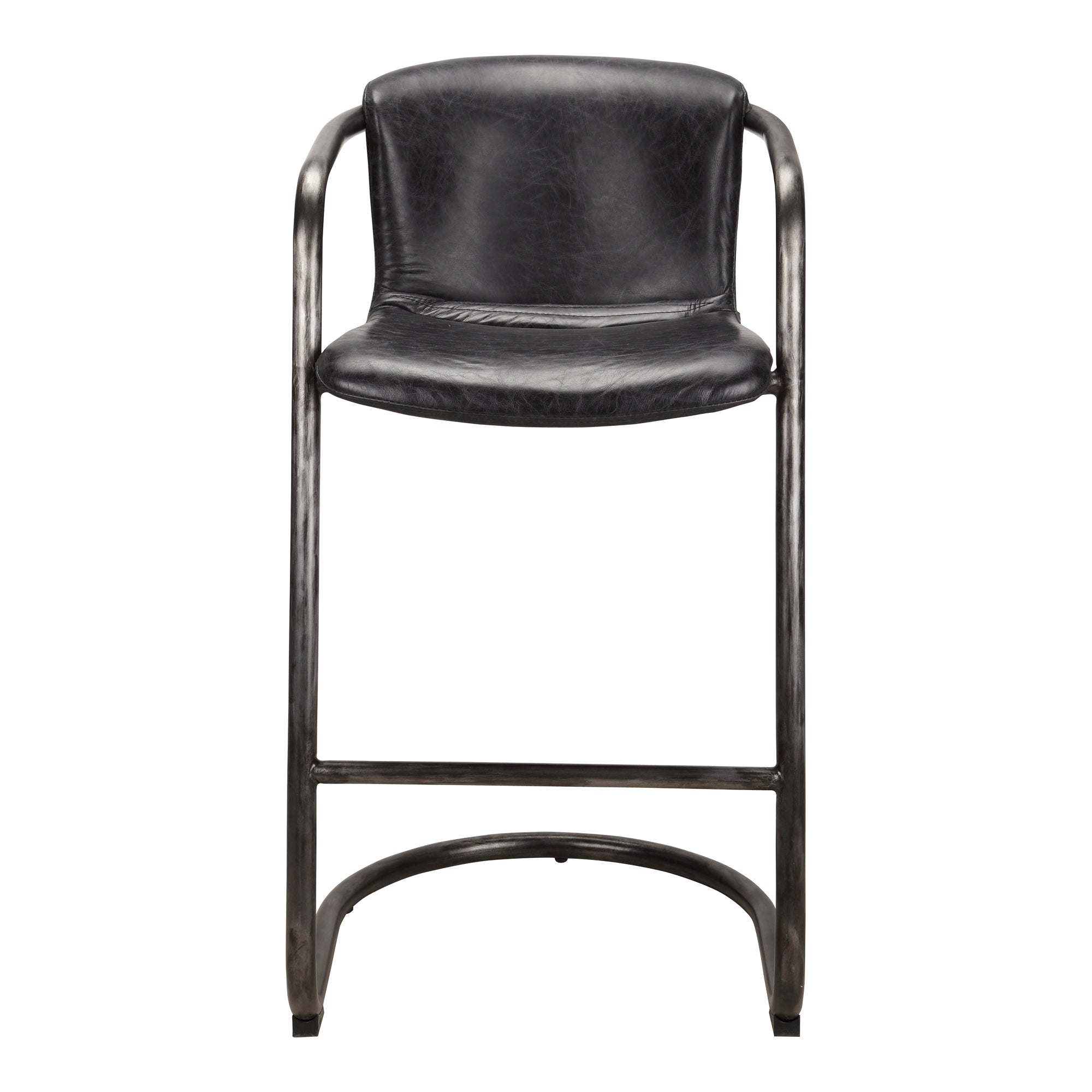 Freeman Barstool Onyx Black Leather - Set Of Two - Central Designs
