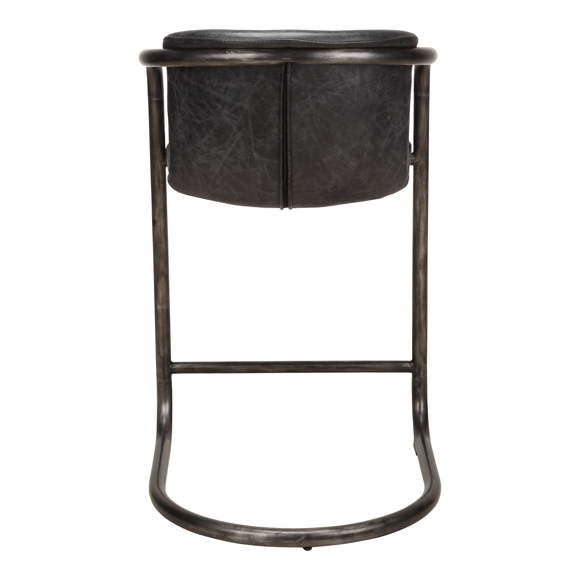Freeman Counter Stool Onyx Black Leather - Set Of Two - Central Designs