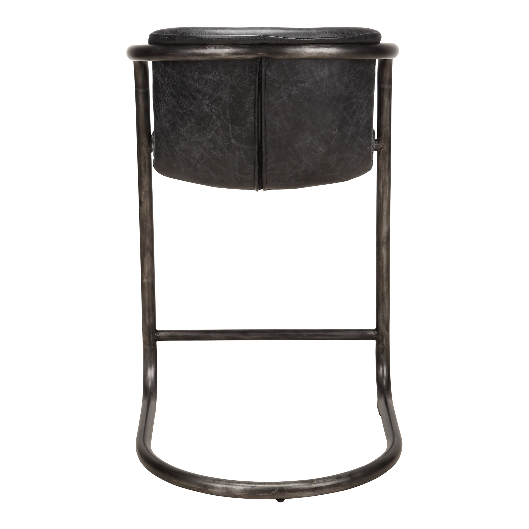 Freeman Counter Stool Onyx Black Leather - Set Of Two - Central Designs