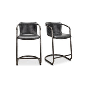 Freeman Counter Stool Onyx Black Leather - Set Of Two - Central Designs