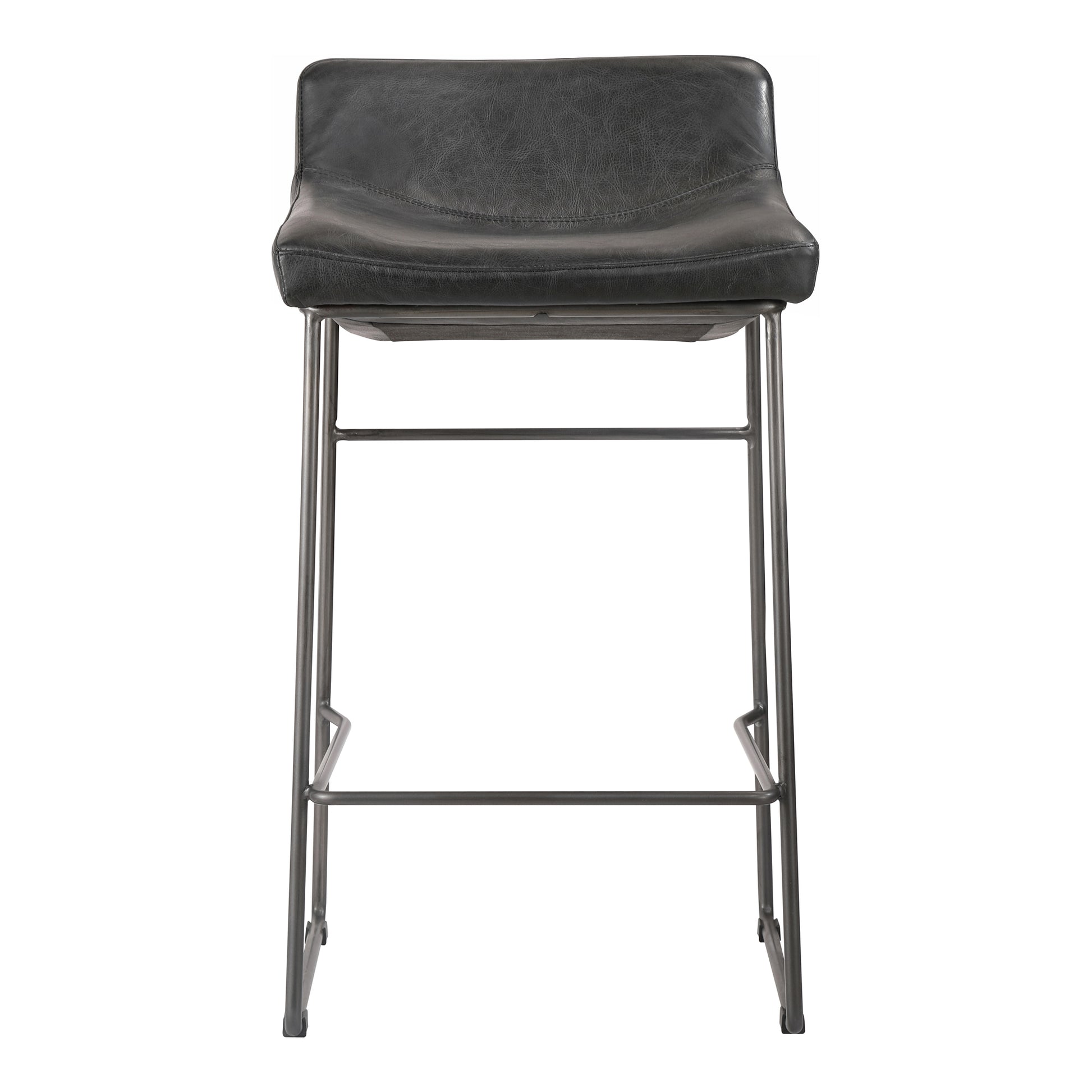 Starlet Counter Stool Onyx Black Leather - Set Of Two - Central Designs
