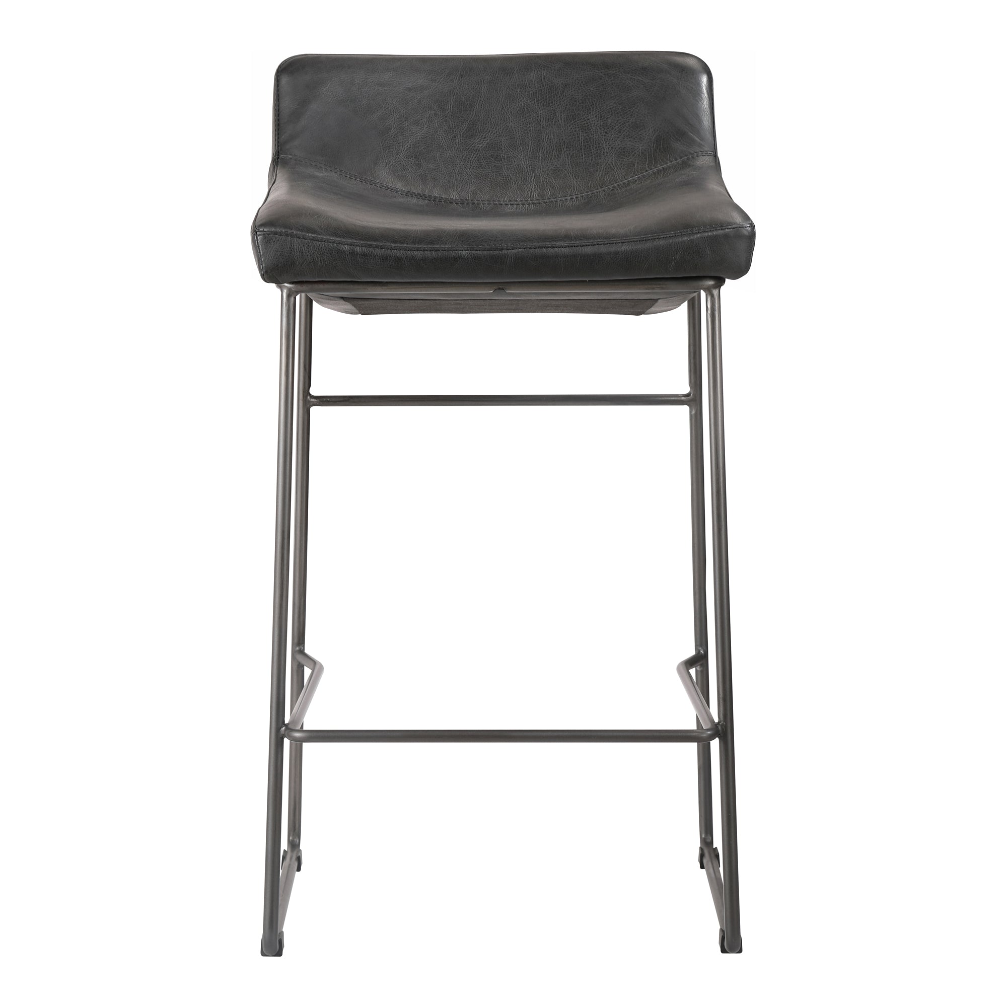 Starlet Counter Stool Onyx Black Leather - Set Of Two - Central Designs