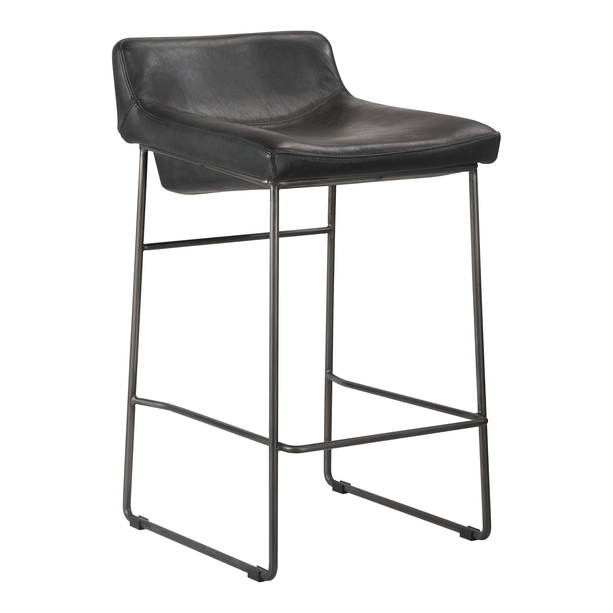 Starlet Counter Stool Onyx Black Leather - Set Of Two - Central Designs