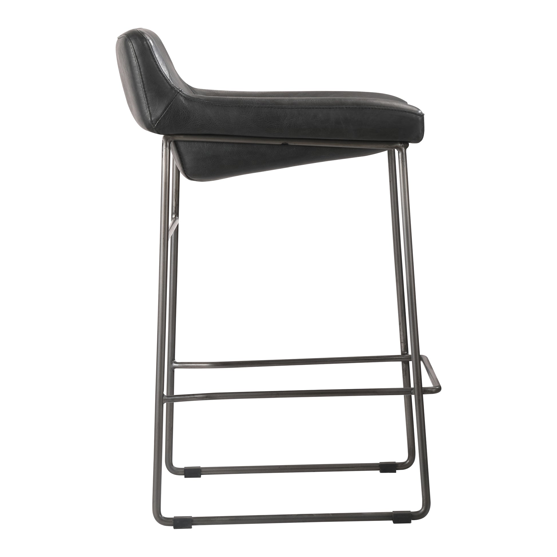 Starlet Counter Stool Onyx Black Leather - Set Of Two - Central Designs