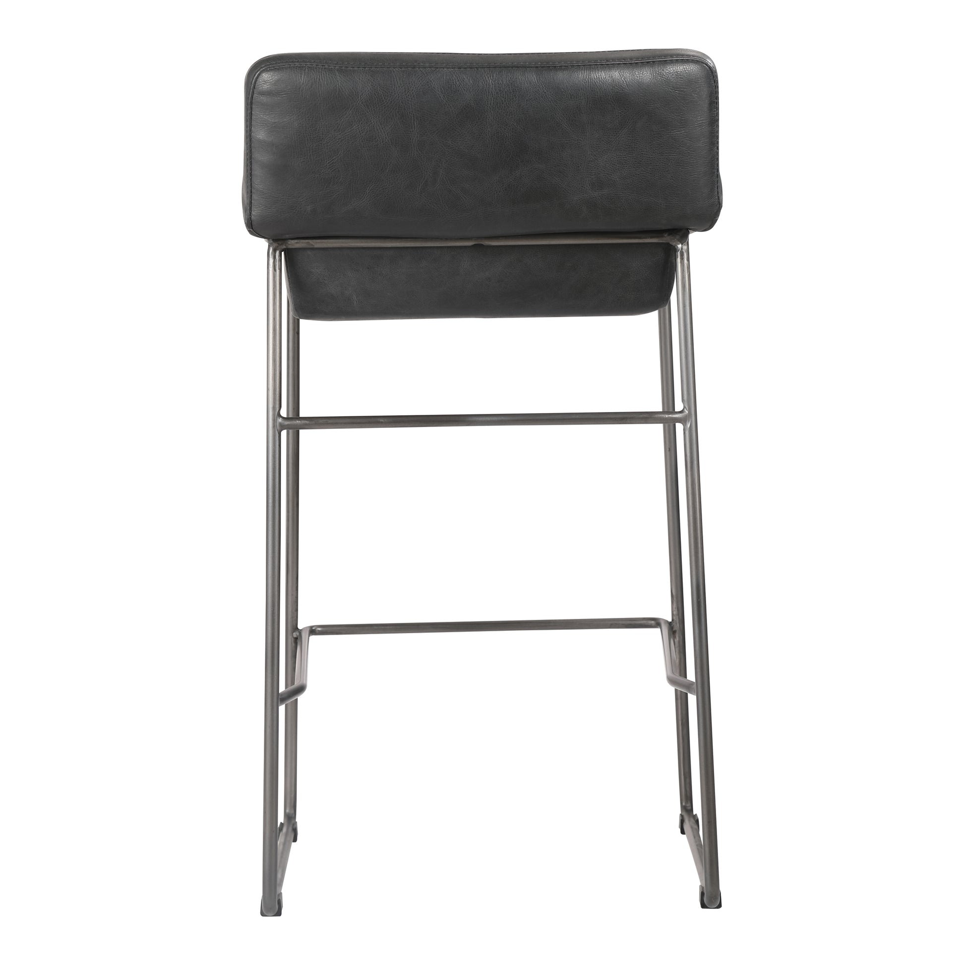 Starlet Counter Stool Onyx Black Leather - Set Of Two - Central Designs