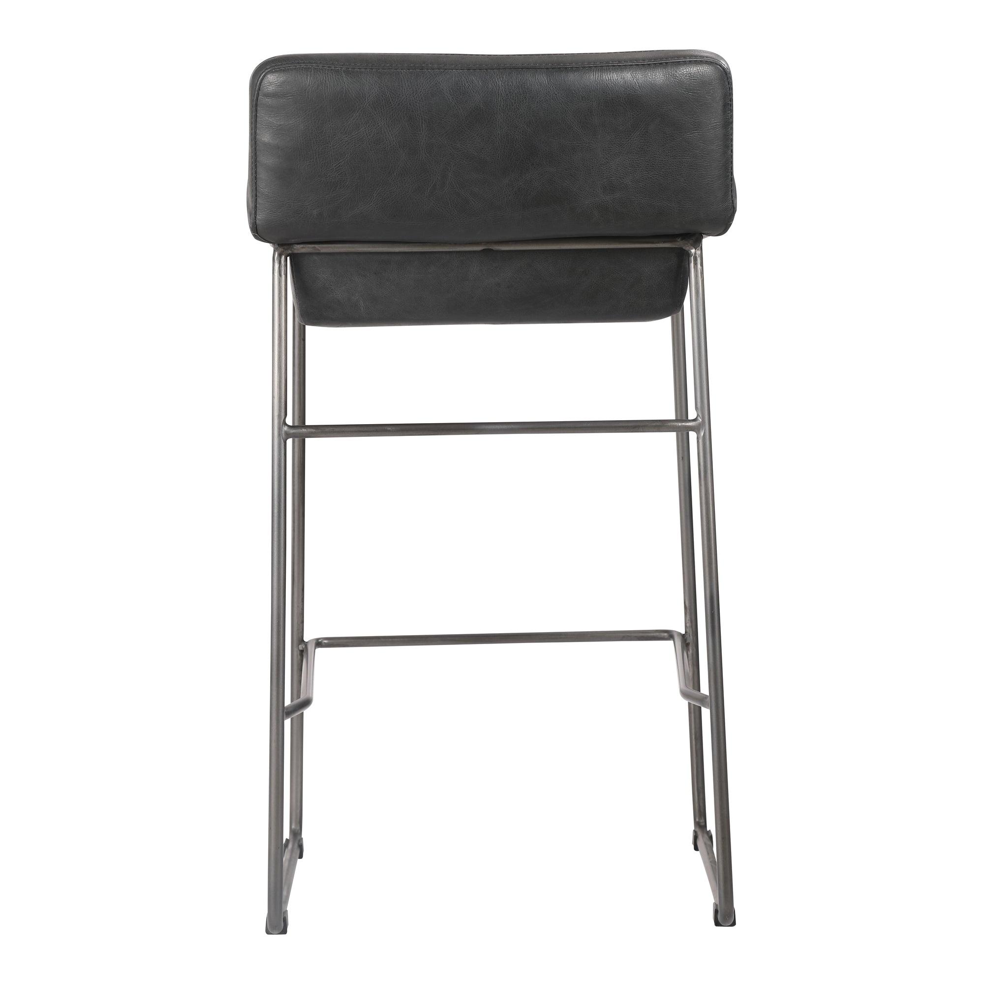 Starlet Counter Stool Onyx Black Leather - Set Of Two - Central Designs
