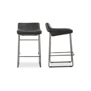 Starlet Counter Stool Onyx Black Leather - Set Of Two - Central Designs