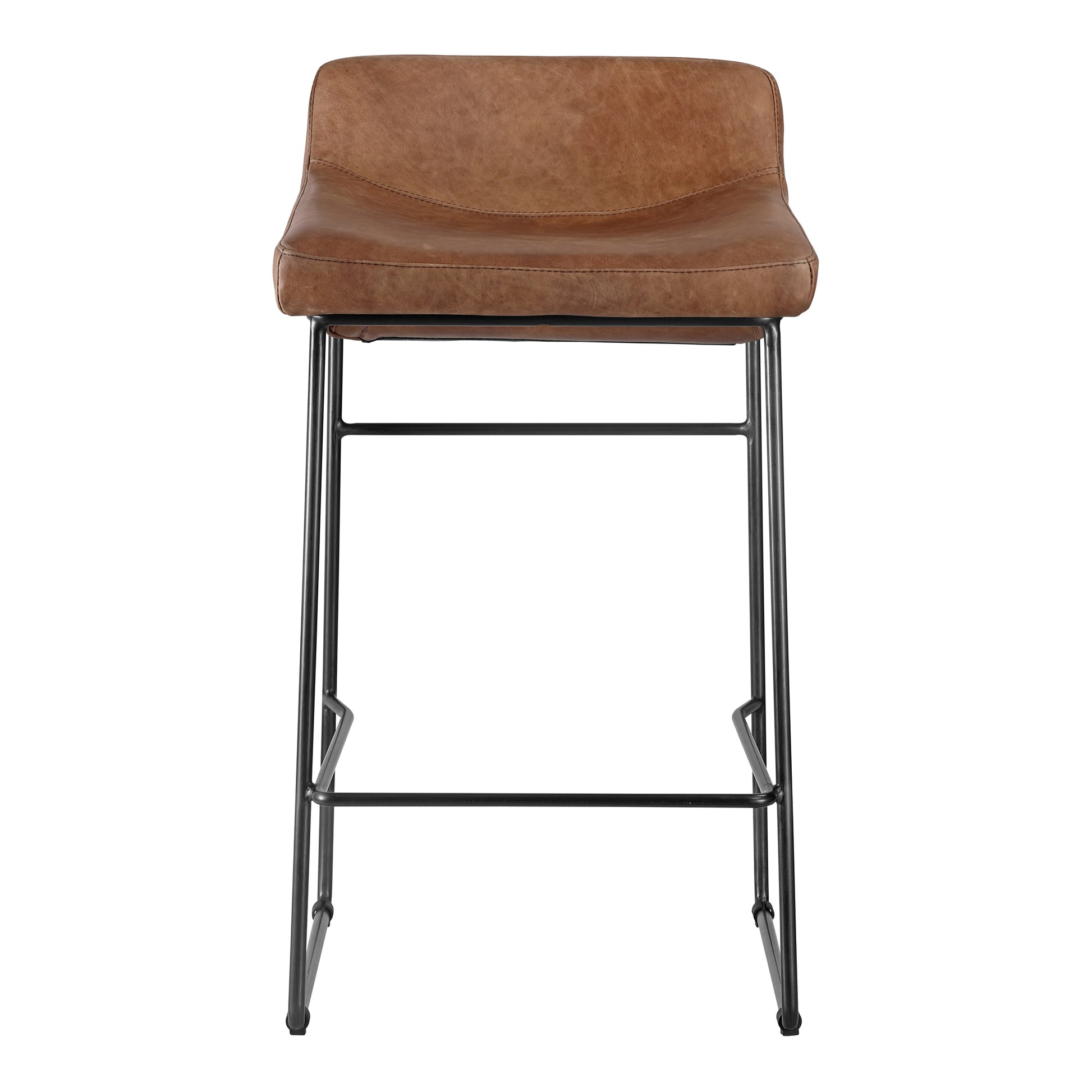 Starlet Counter Stool Open Road Brown Leather - Set Of Two - Central Designs