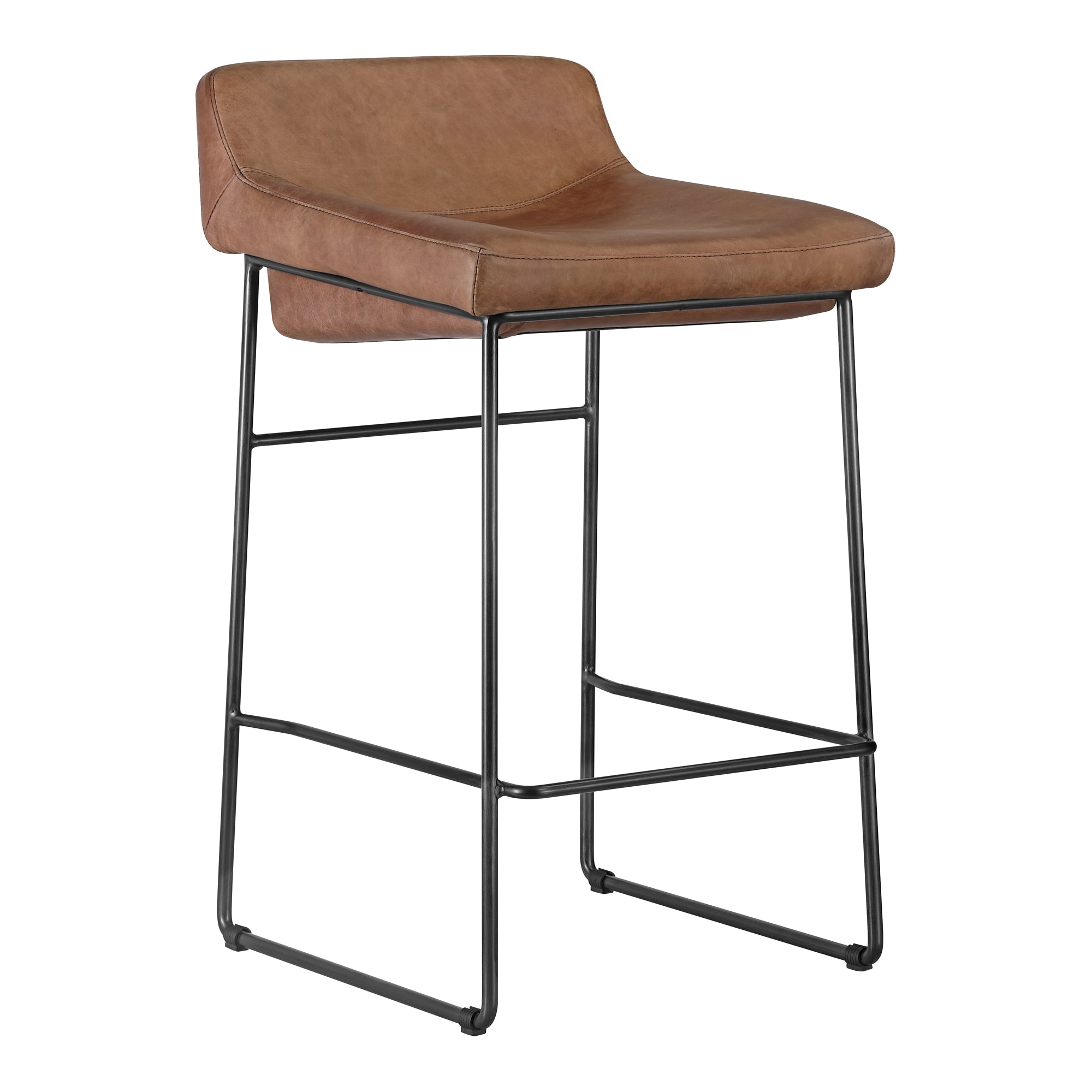 Starlet Counter Stool Open Road Brown Leather - Set Of Two - Central Designs