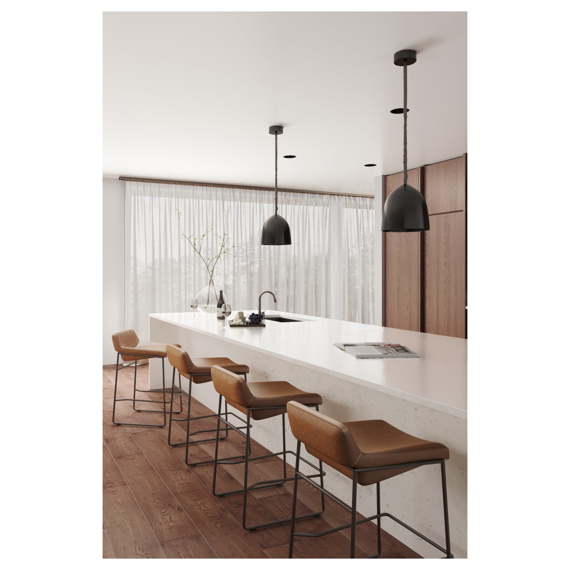 Starlet Counter Stool Open Road Brown Leather - Set Of Two - Central Designs