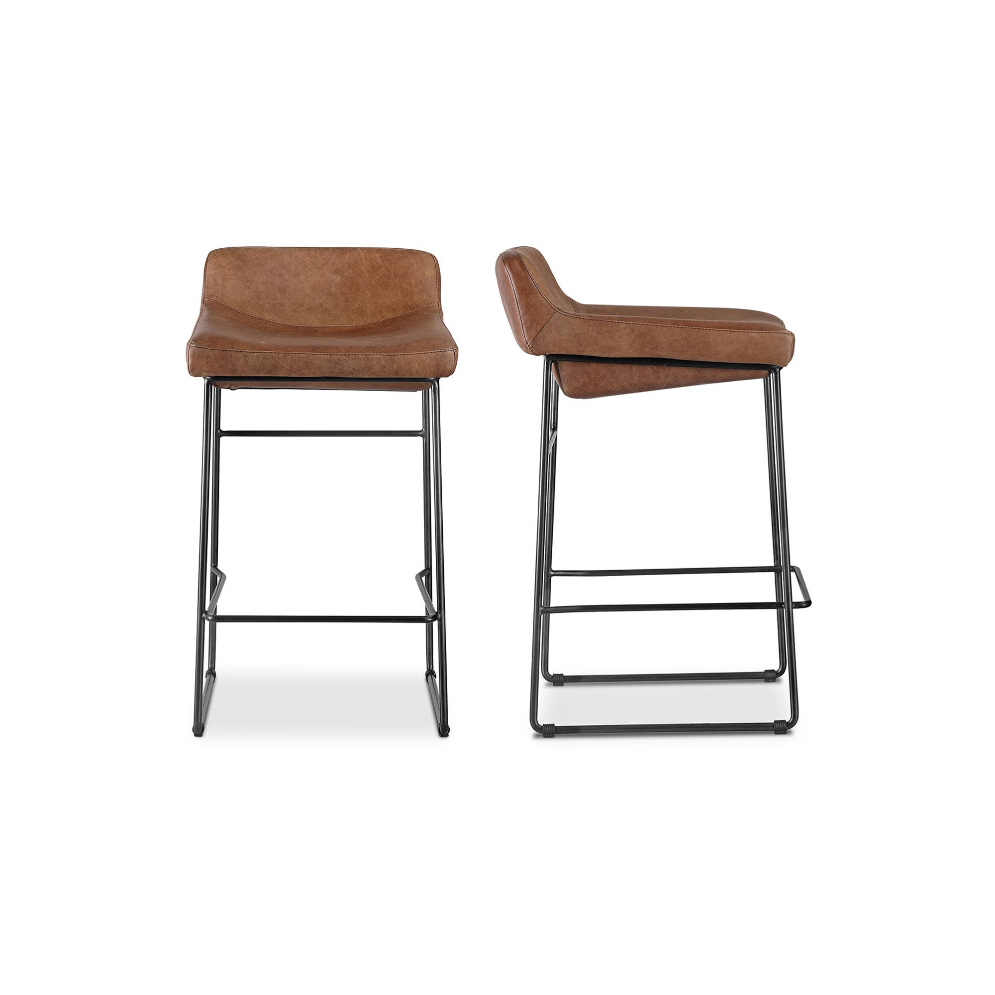 Starlet Counter Stool Open Road Brown Leather - Set Of Two - Central Designs