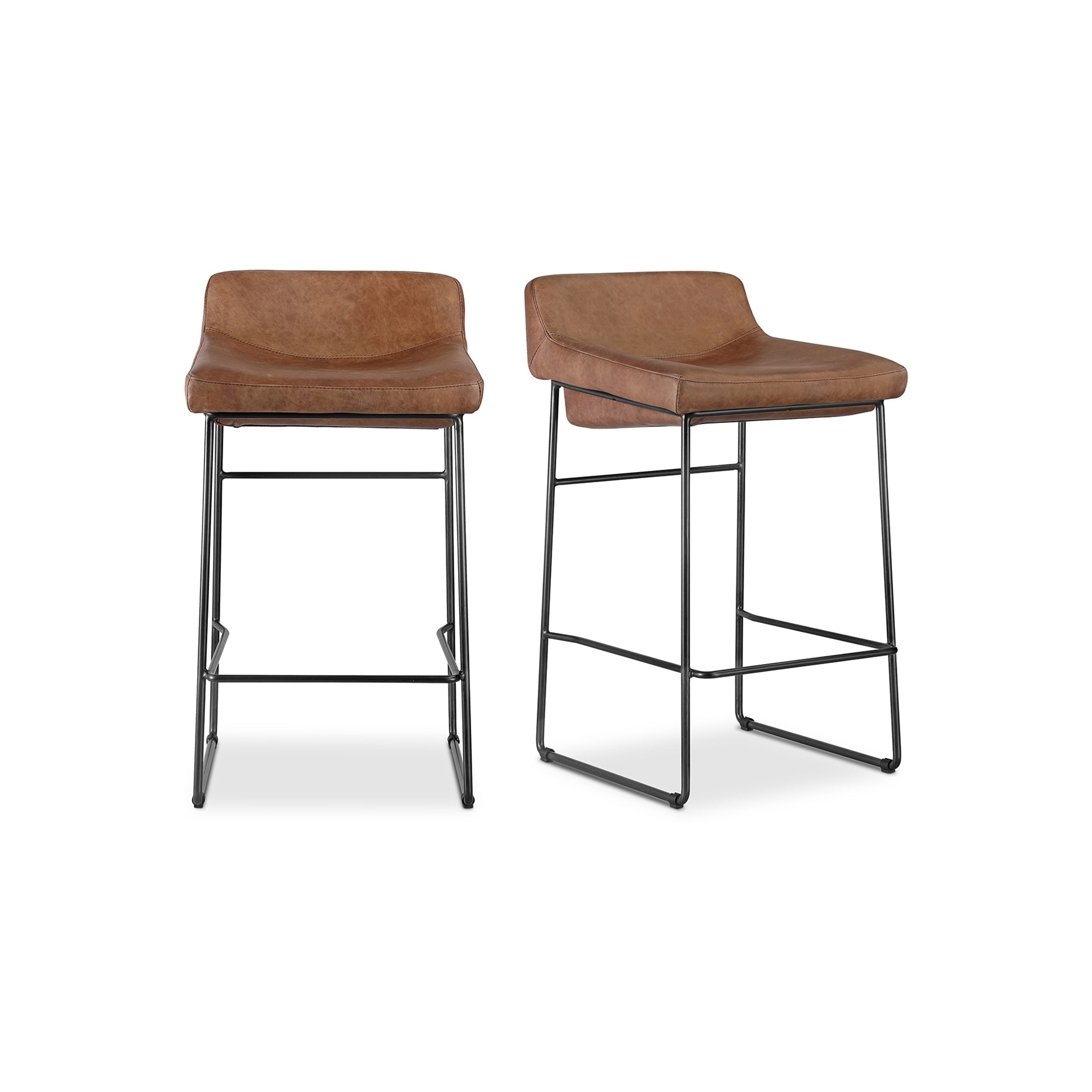 Starlet Counter Stool Open Road Brown Leather - Set Of Two - Central Designs