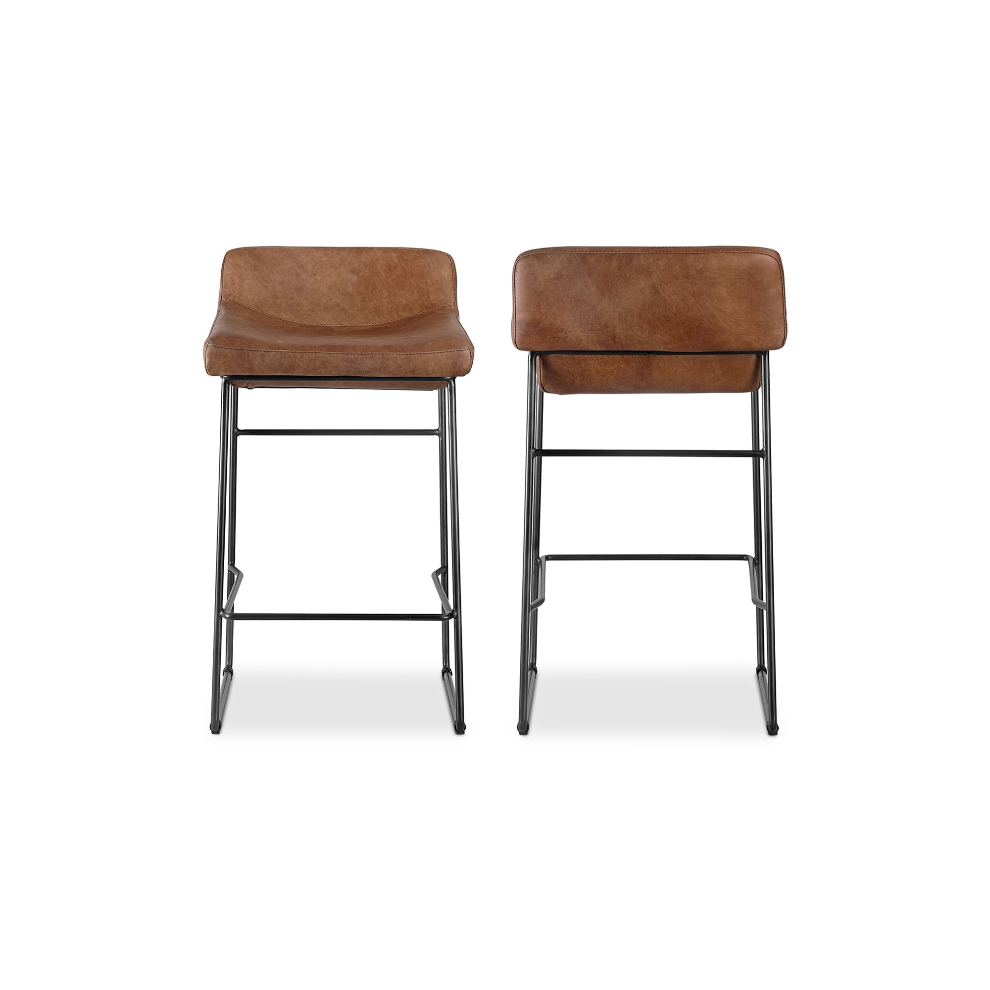 Starlet Counter Stool Open Road Brown Leather - Set Of Two - Central Designs