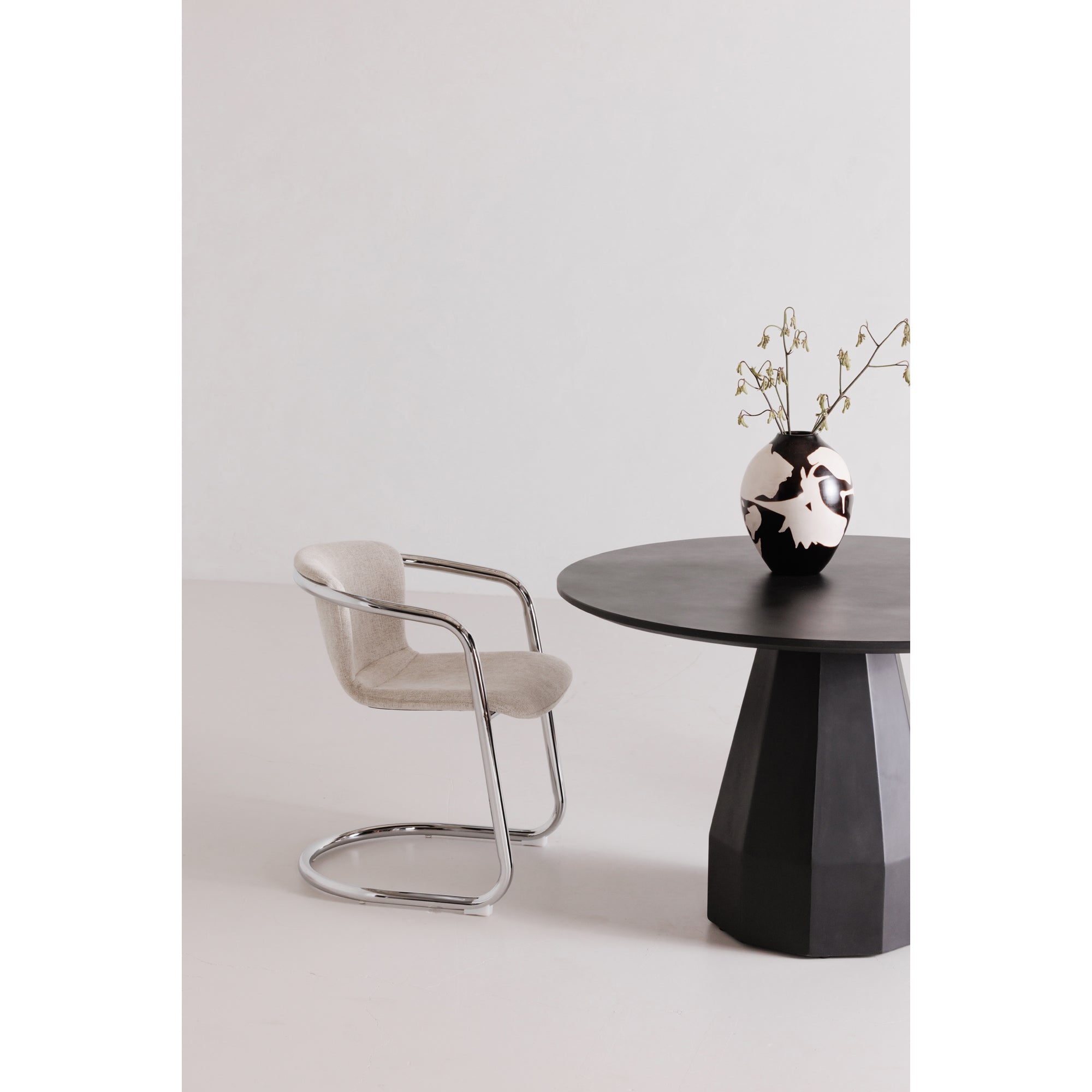 Freeman Chrome Frame Dining Chair Blended Cream - Set Of Two - Central Designs