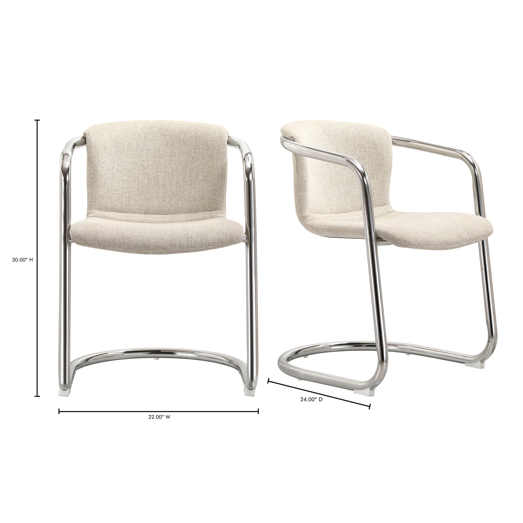 Freeman Chrome Frame Dining Chair Blended Cream - Set Of Two - Central Designs