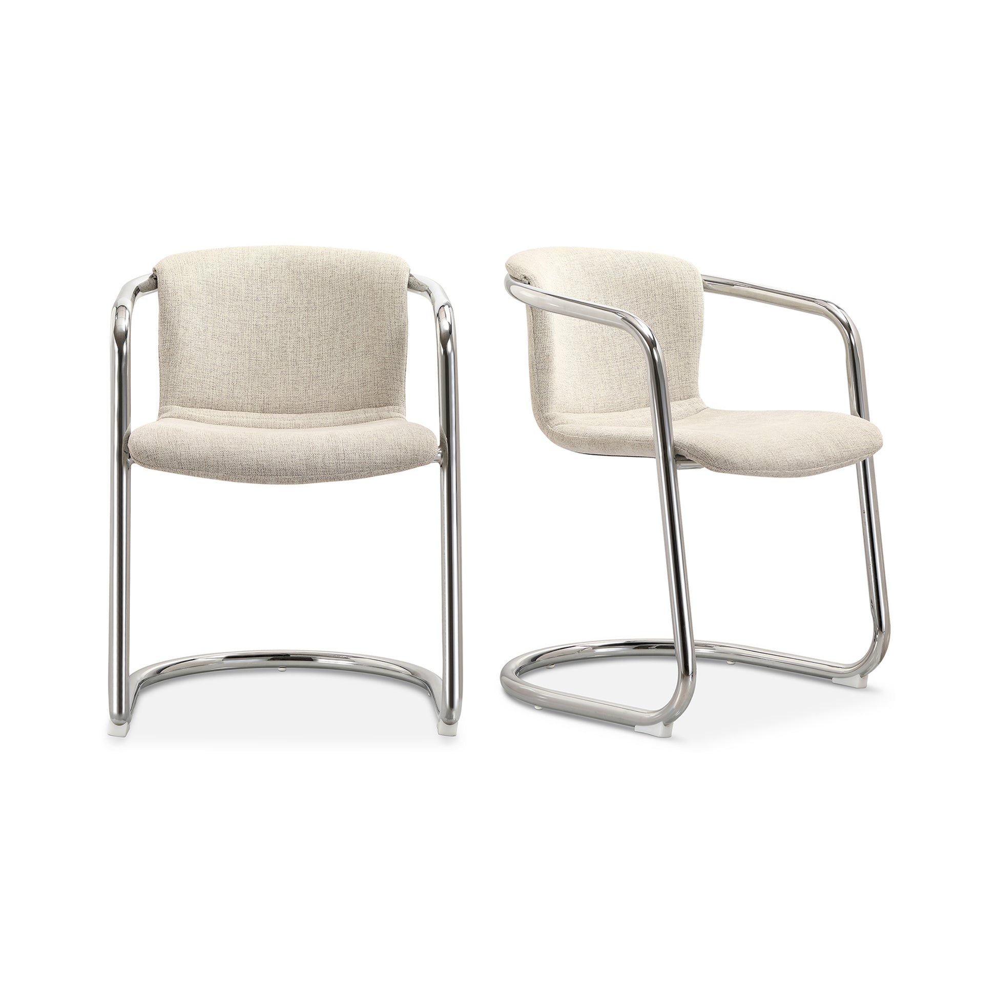 Freeman Chrome Frame Dining Chair Blended Cream - Set Of Two - Central Designs