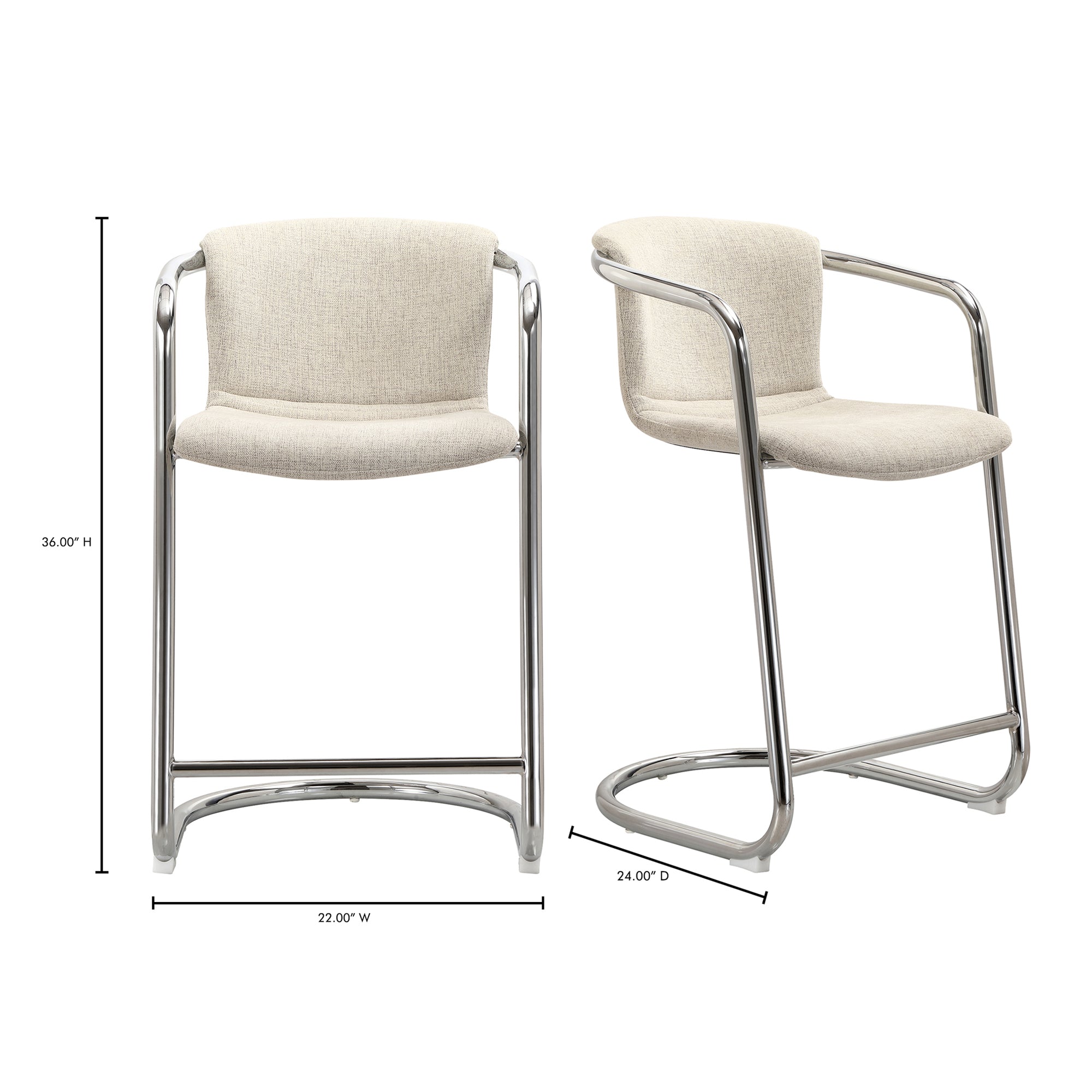 Freeman Chrome Frame Counter Stool Blended Cream - Set Of Two - Central Designs