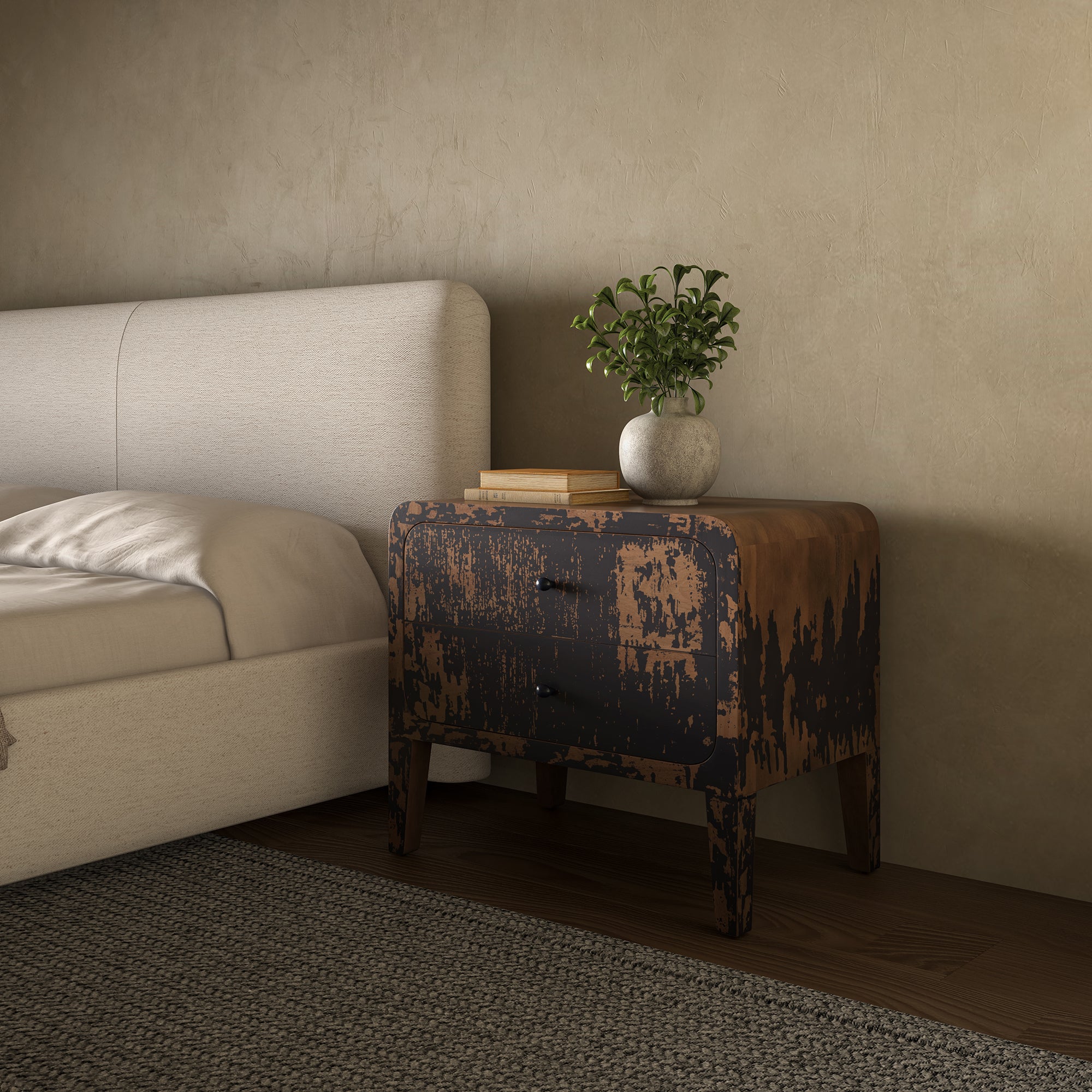 Iris Nightstand Distressed Black