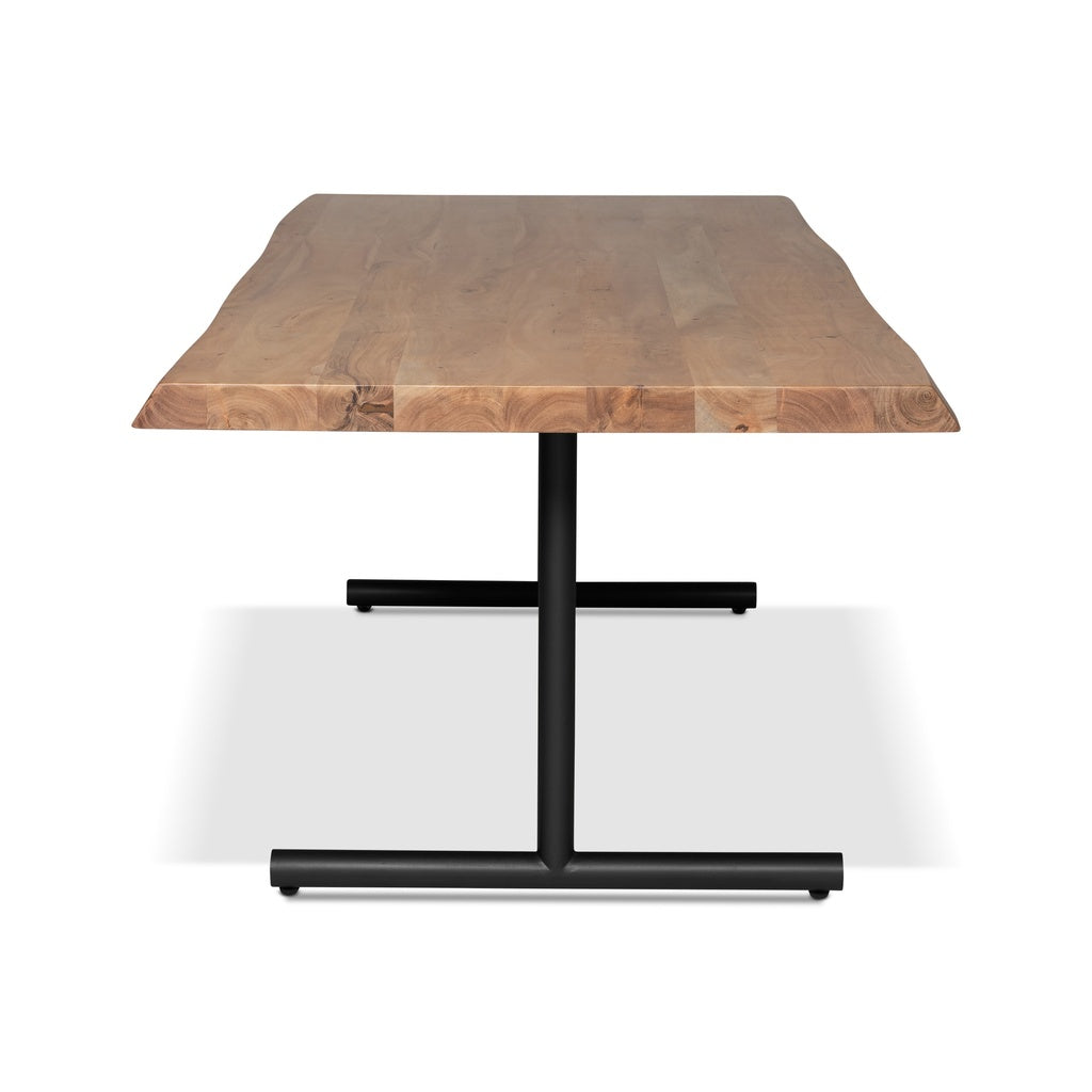 Brooks - Dining Table - T Base - 40" x 116" - Teak Top - Black Base