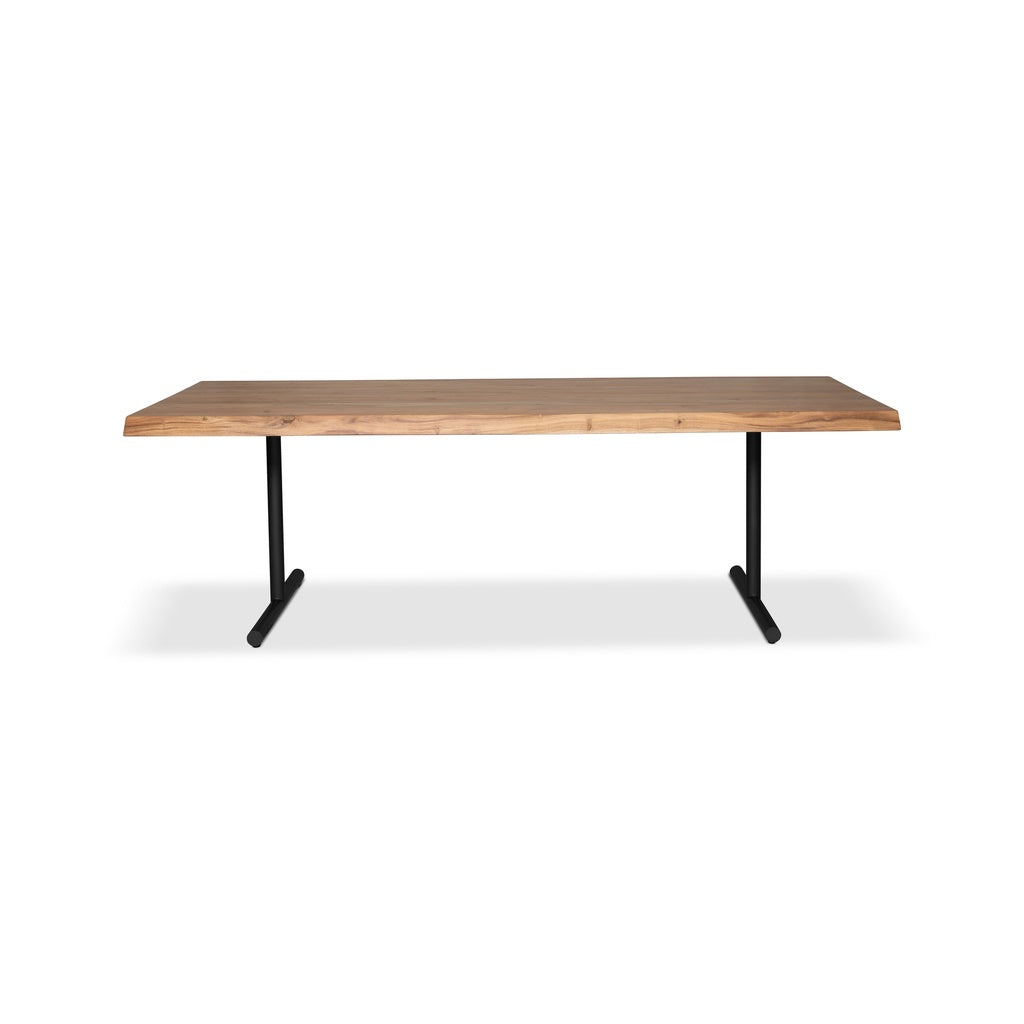 Brooks - Dining Table - T Base - 40" x 116" - Teak Top - Black Base