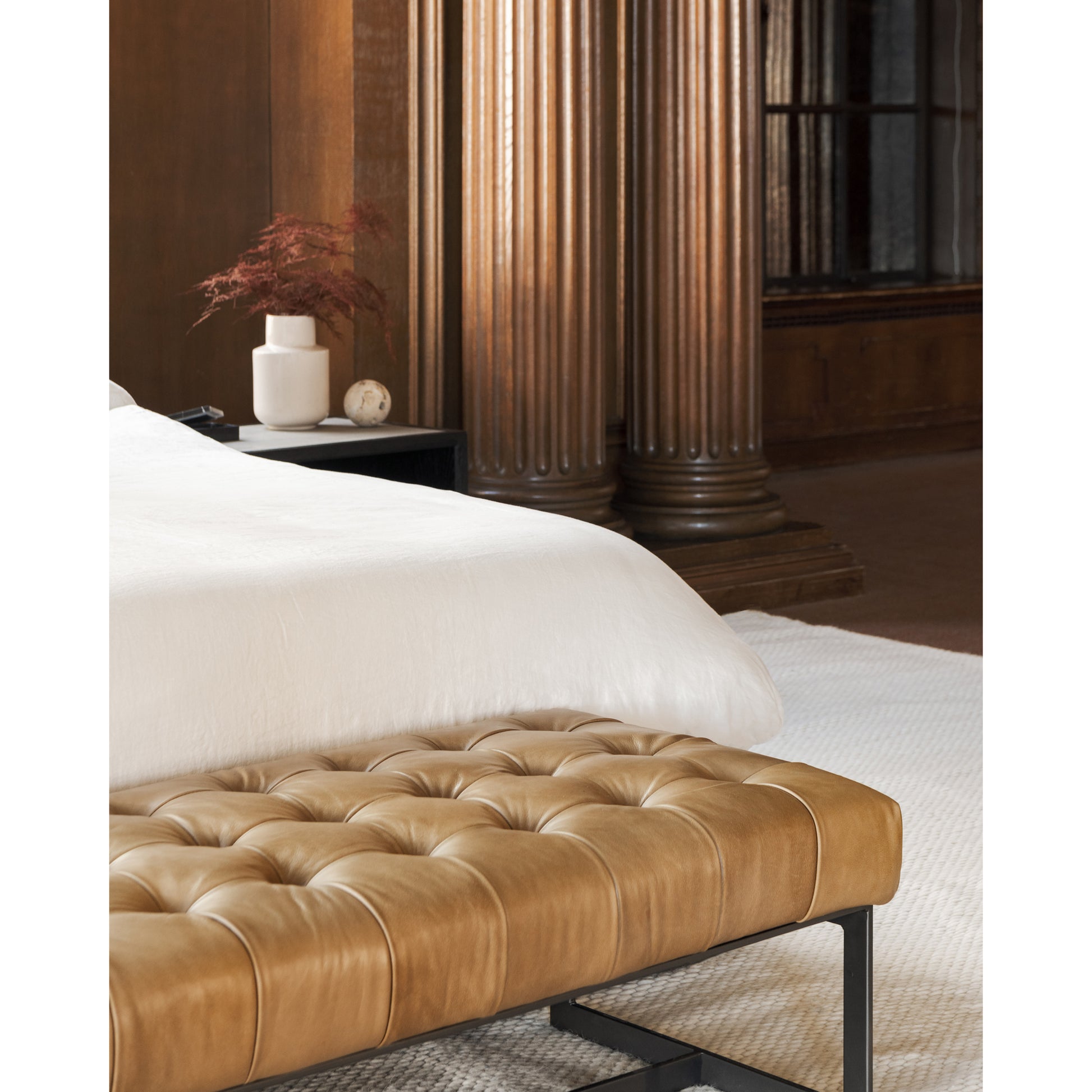 Wyatt Leather Bench Tan - Central Designs