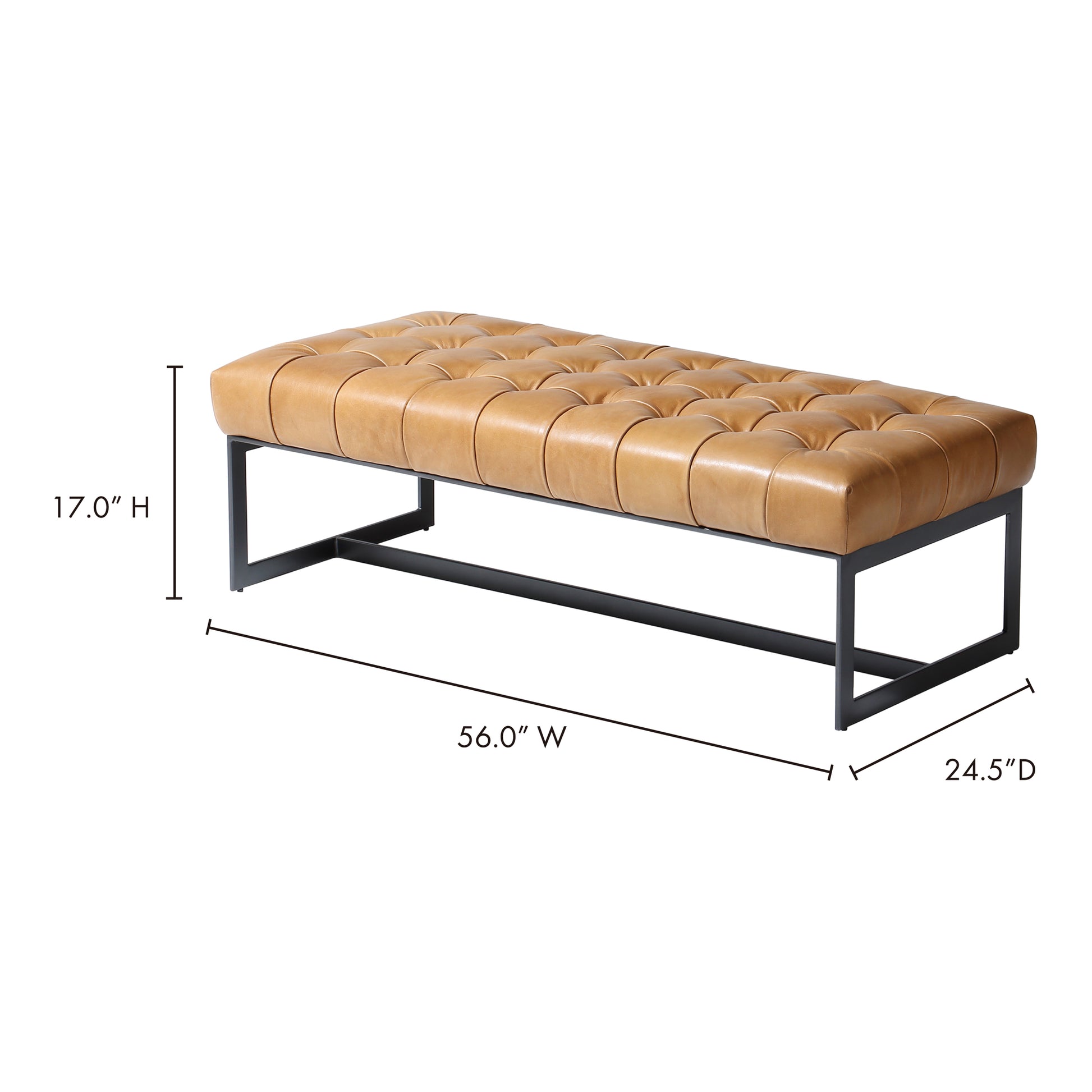 Wyatt Leather Bench Tan - Central Designs