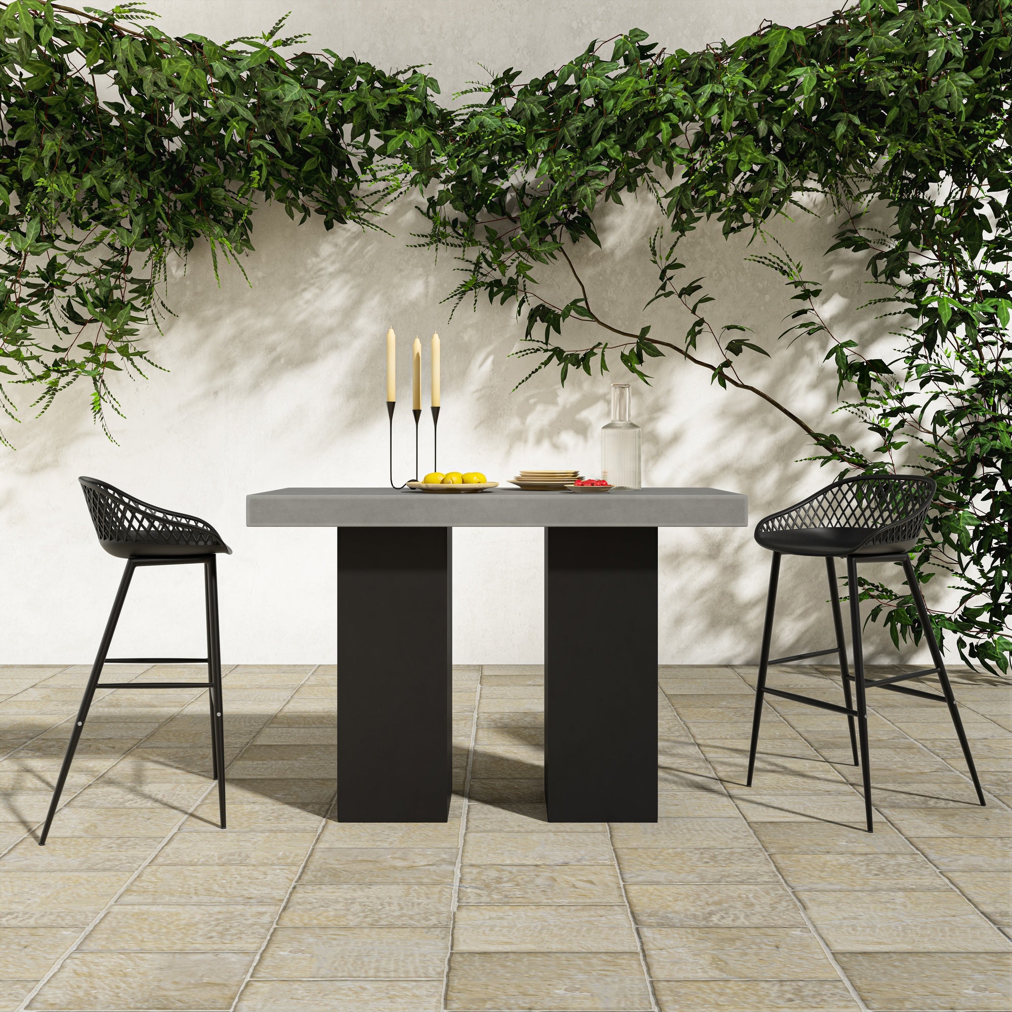 Piazza Outdoor Barstool Black - Set Of Two - Central Designs